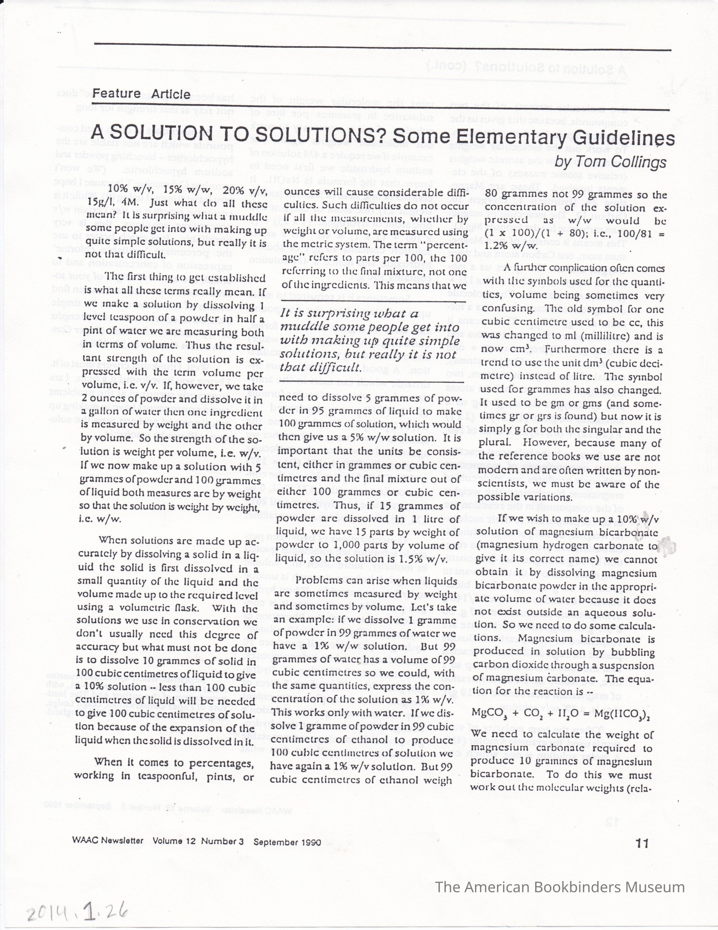 A Solution to Solutions? Some Elementary Guidelines/Tom Collings picture number 1