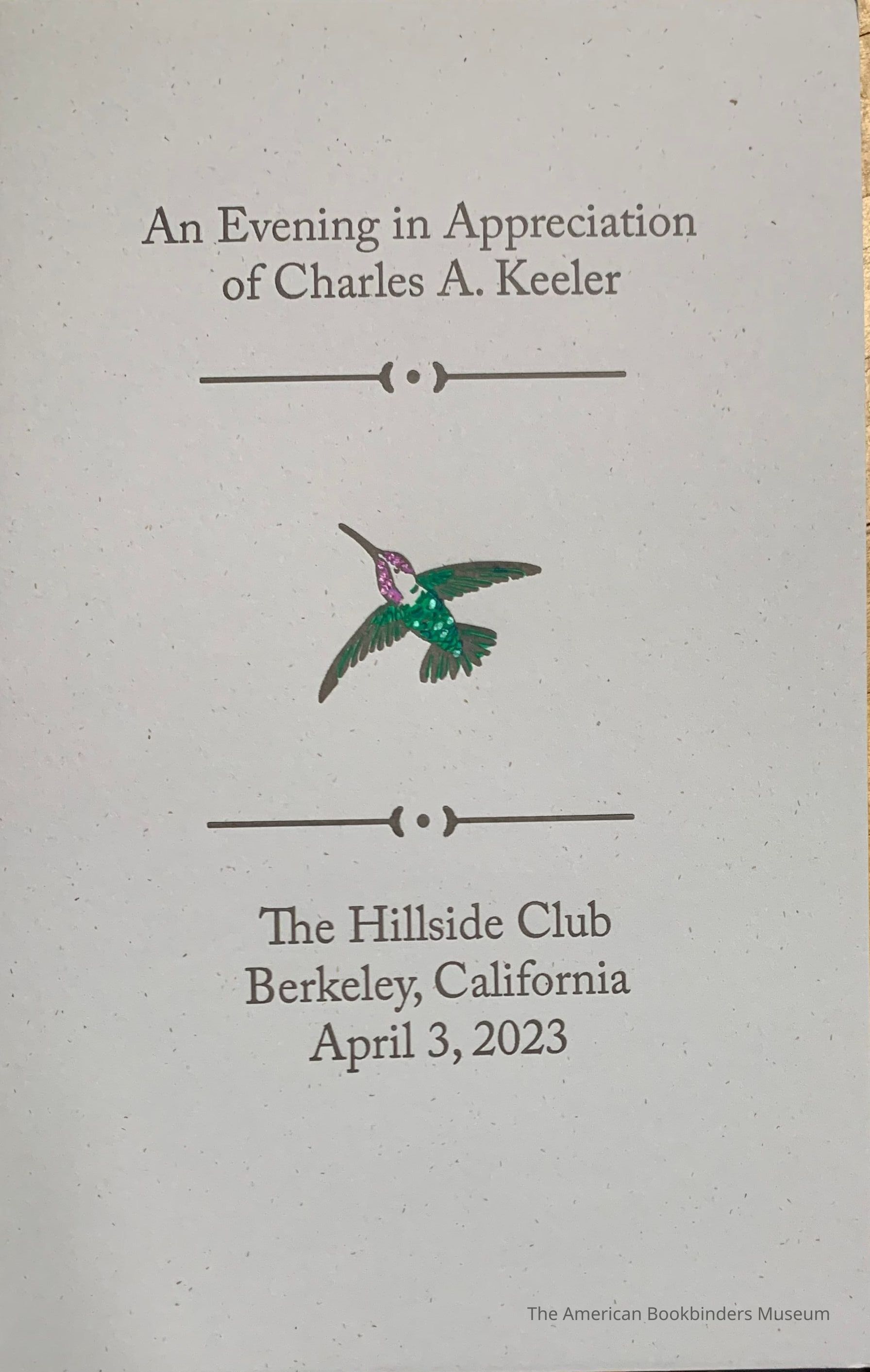 An Evening in Appreciation of Charles A. Keeler picture number 1