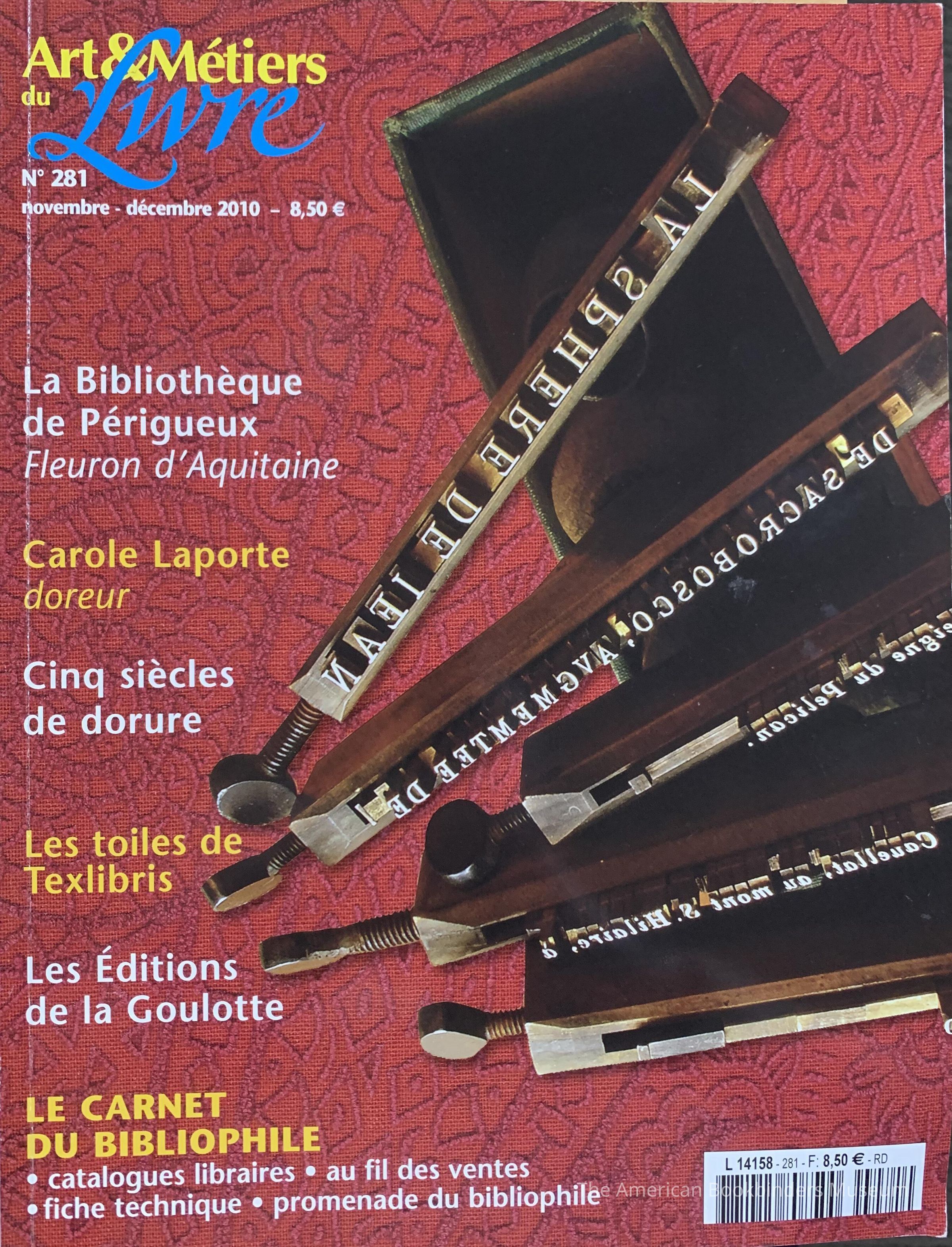          Art & Metiers du Livre ; No. 281 novembre-decembre 2010 picture number 1
 