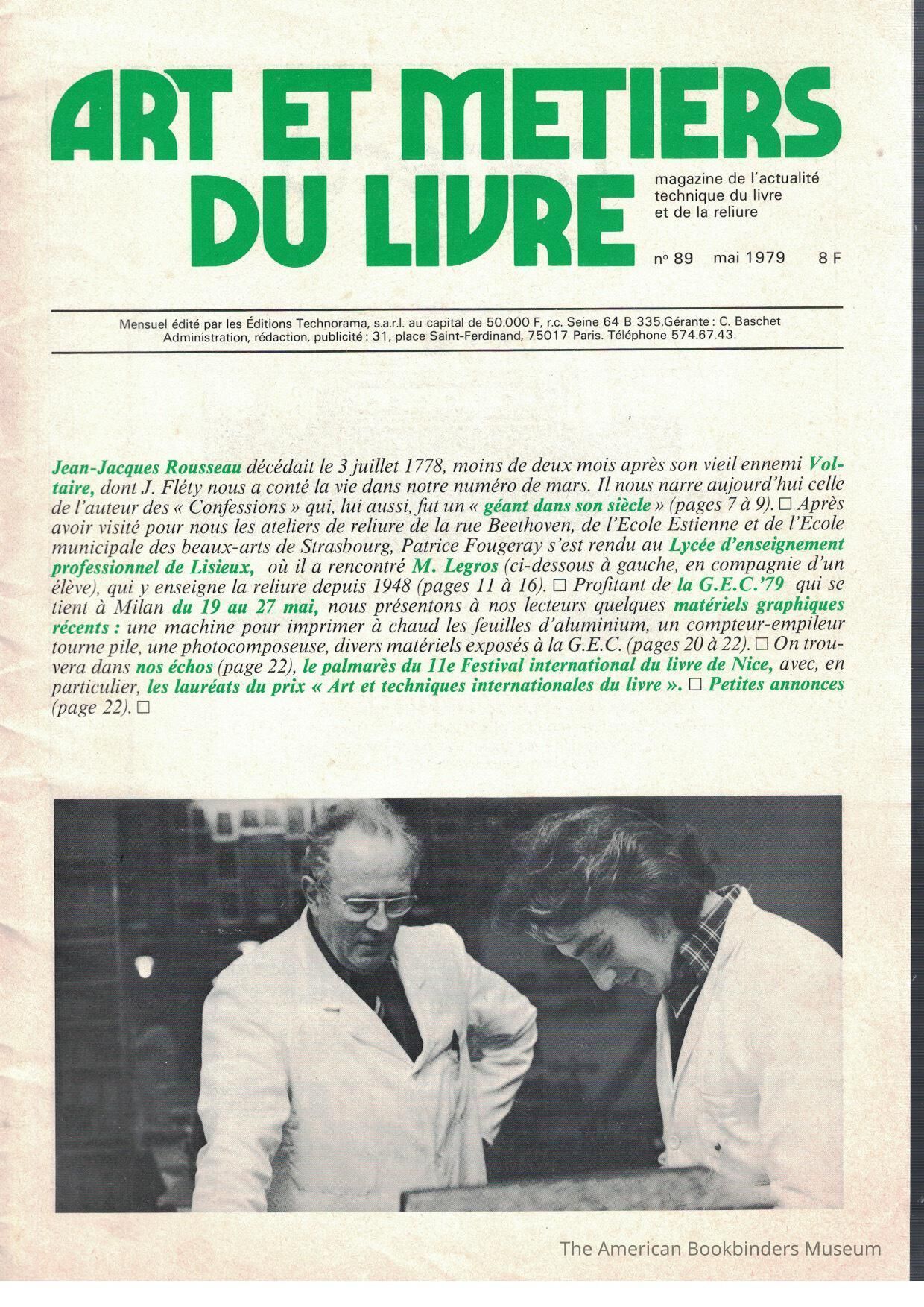 Art et metiers du livre: no. 89 mai 1979 picture number 1