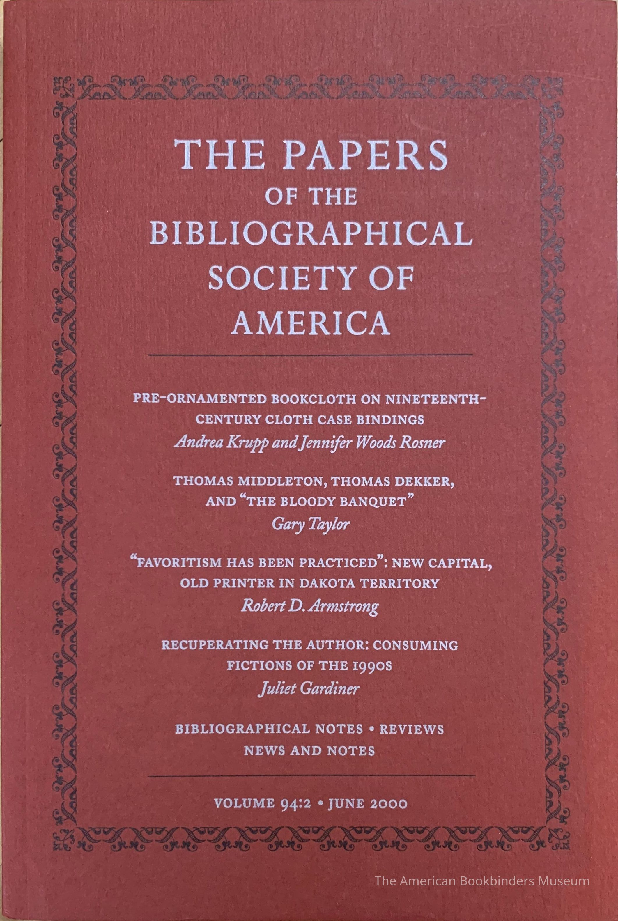 The papers of the Bibliographical Society of America. Vol. 94:2 : June 2000 picture number 1