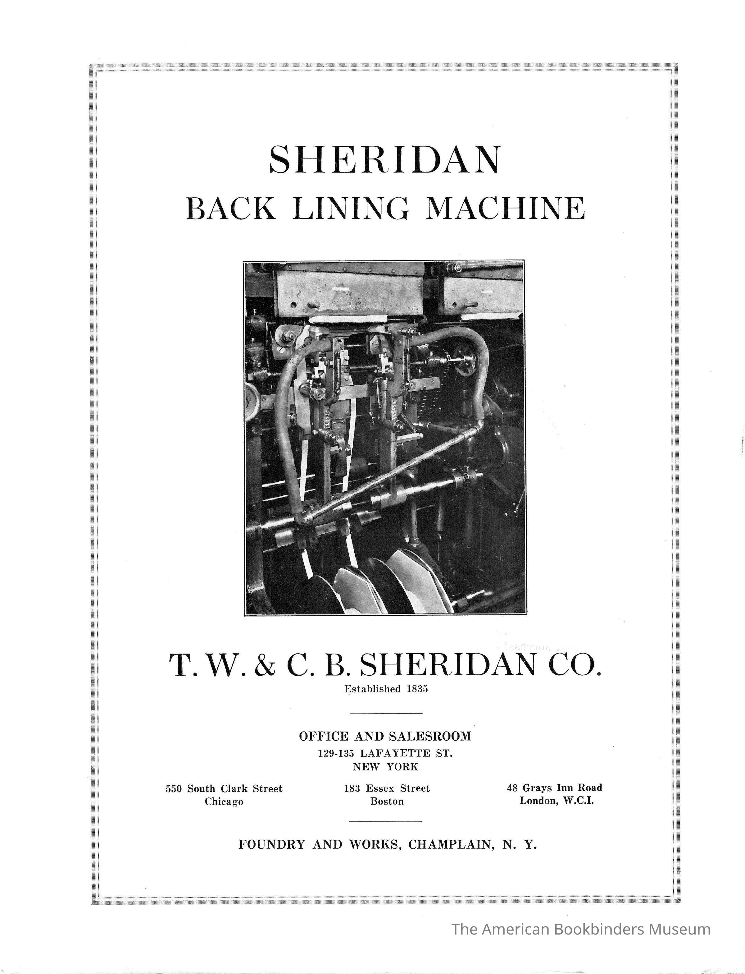          1935 TW & CB Sheridan 4 Page Brochure on Back Lining equipment picture number 1
 
