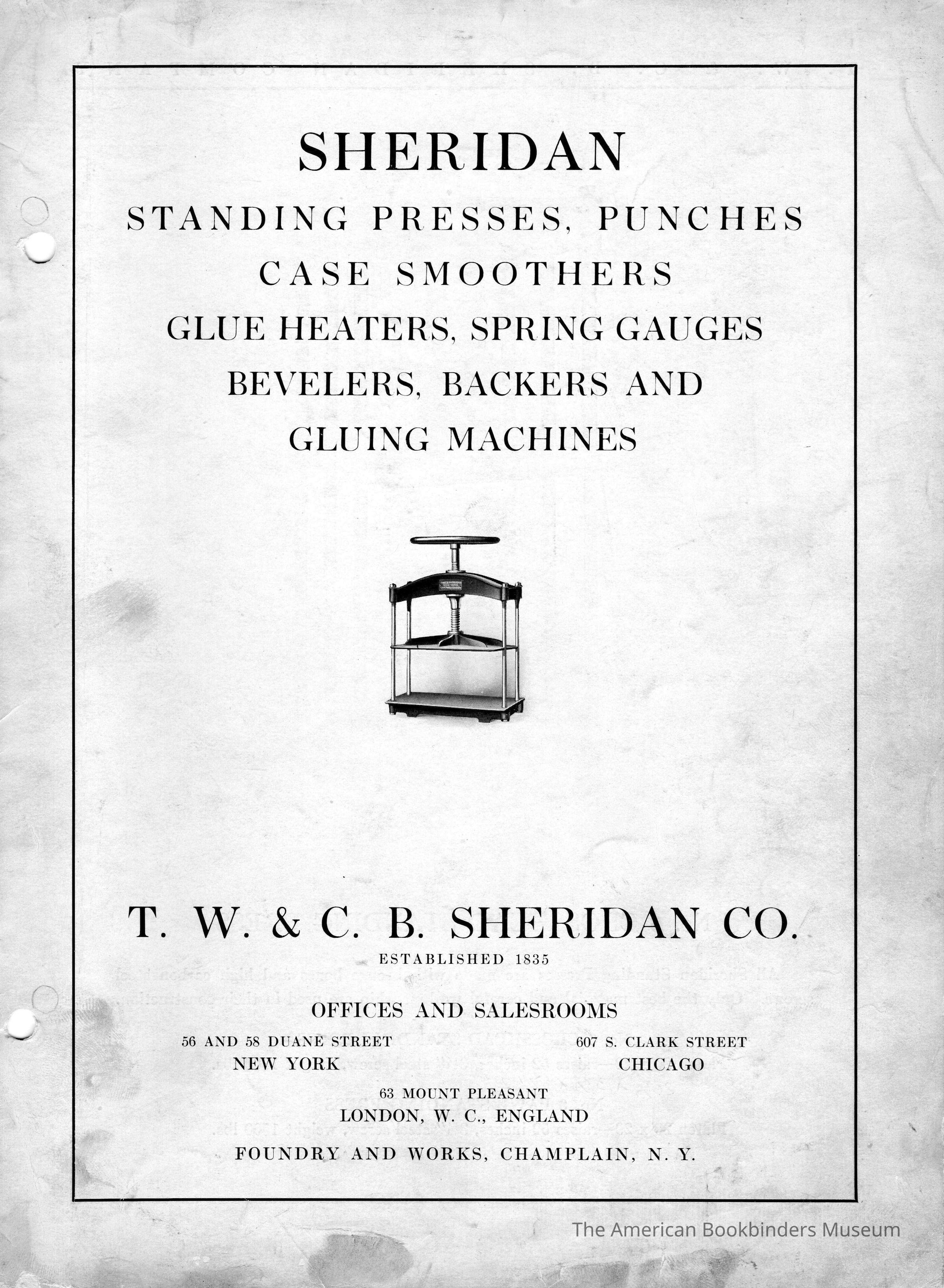          1910 TW & CB Sheridan Standing Press Brochure picture number 1
 