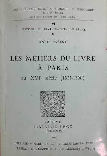          Les metiers du livre a Paris au XVIe siecle (1535-1560). picture number 1
   