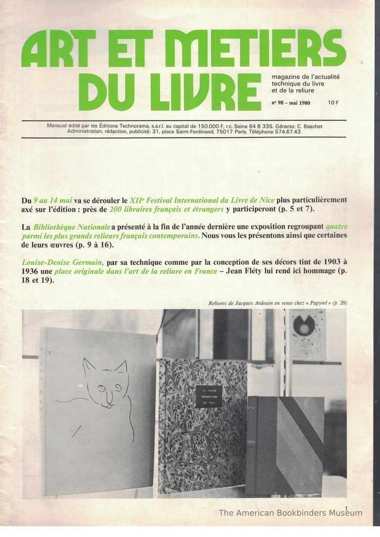          Art et metiers du livre: no. 98 main 1980 picture number 1
   