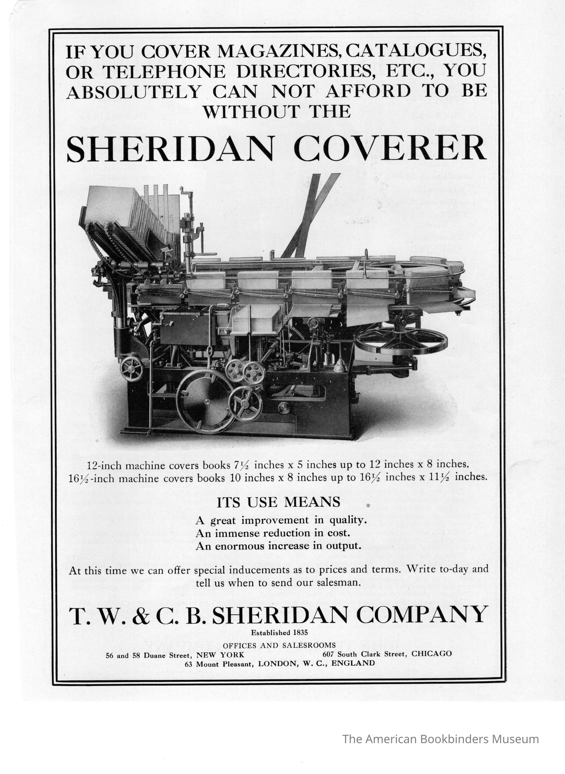          1913 TW & CB Sheridan Horizontal Covering Machine picture number 1
 