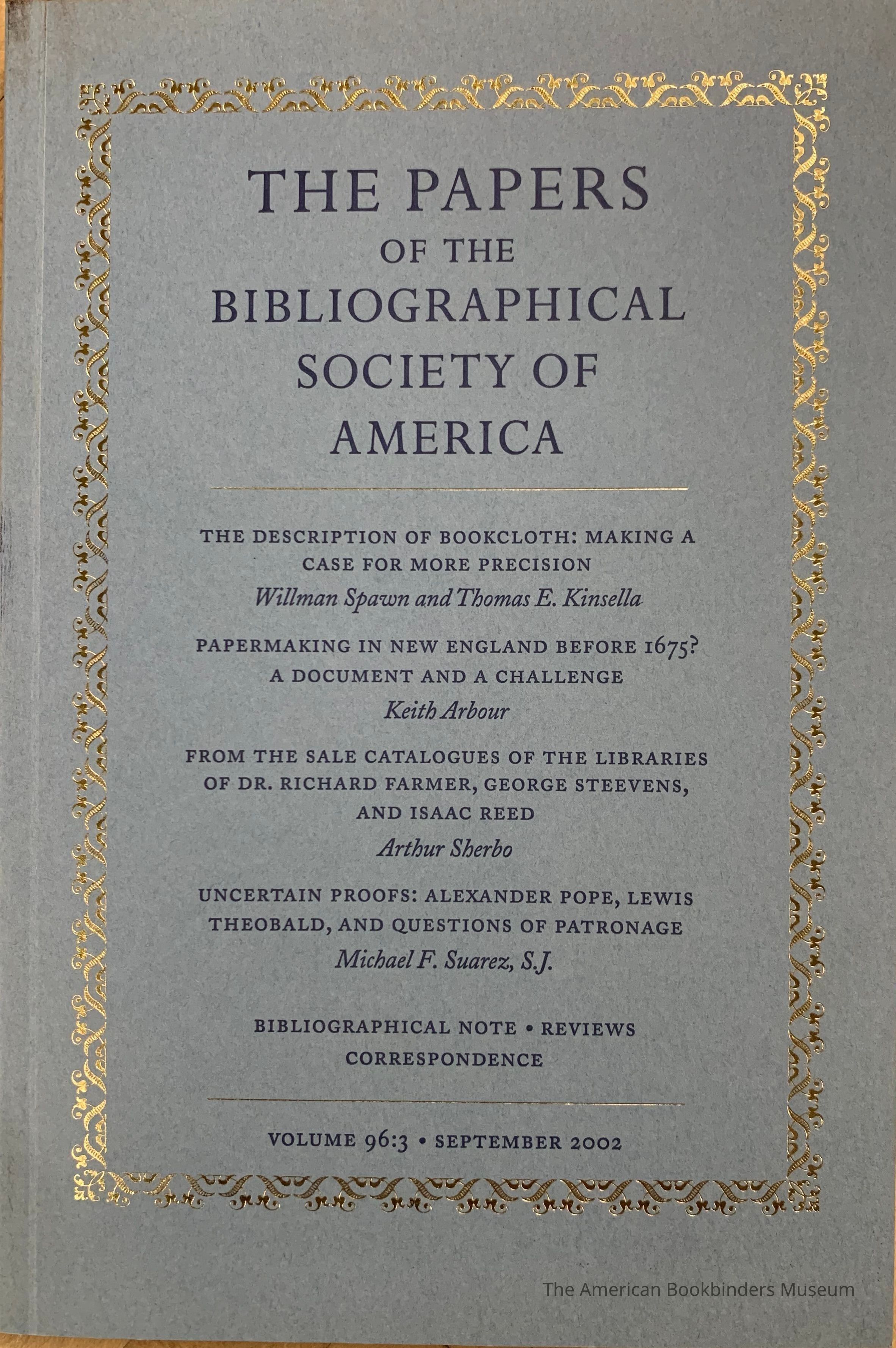 The papers of the Bibliographical Society of America. Vol. 96:3 : September 2002 picture number 1