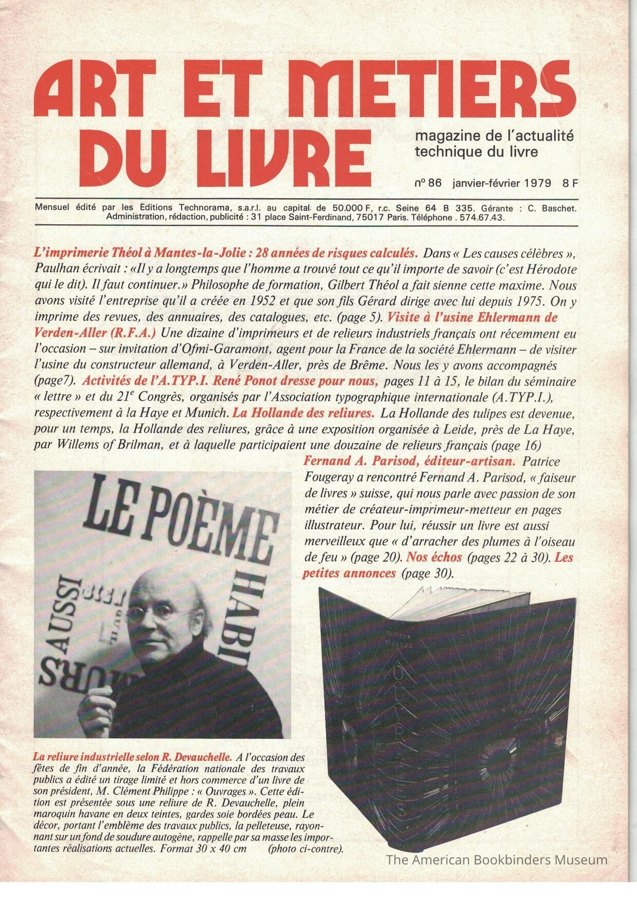Art et metiers du livre: no. 86 janvier-février 1979 picture number 1