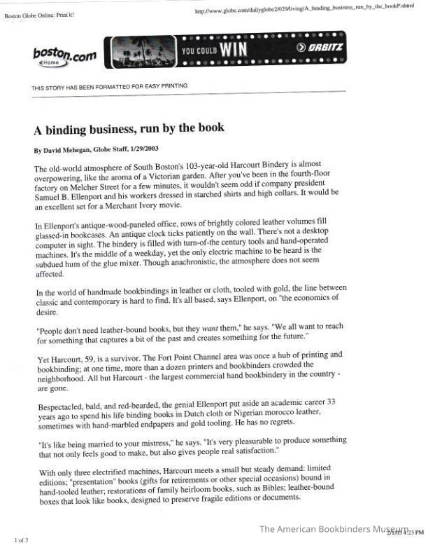          A binding business, run by the book/David Mehegan picture number 1
 