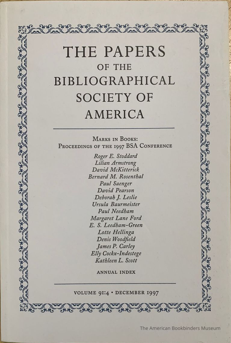          The papers of the Bibliographical Society of America. Vol.91:4 ; Dec. 1997 picture number 1
   