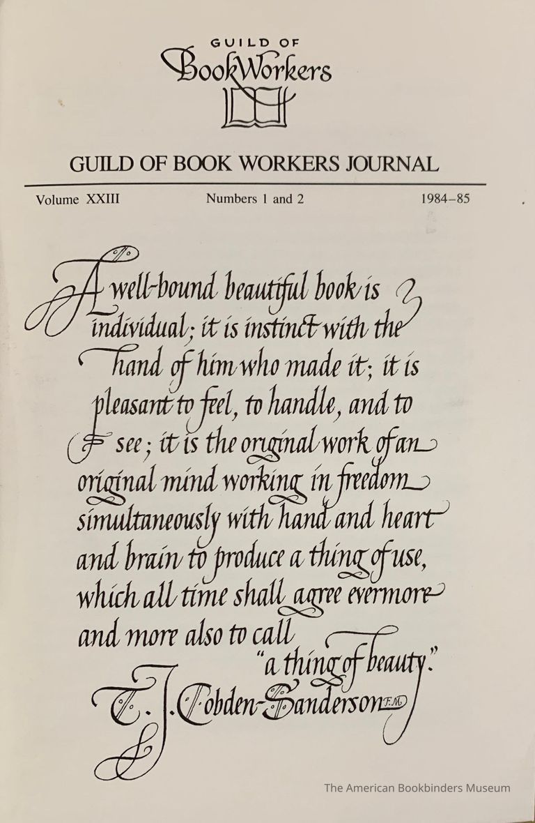          Guild of Book Workers Journal. 1984-85 : v.23 no 1&2 picture number 1
   
