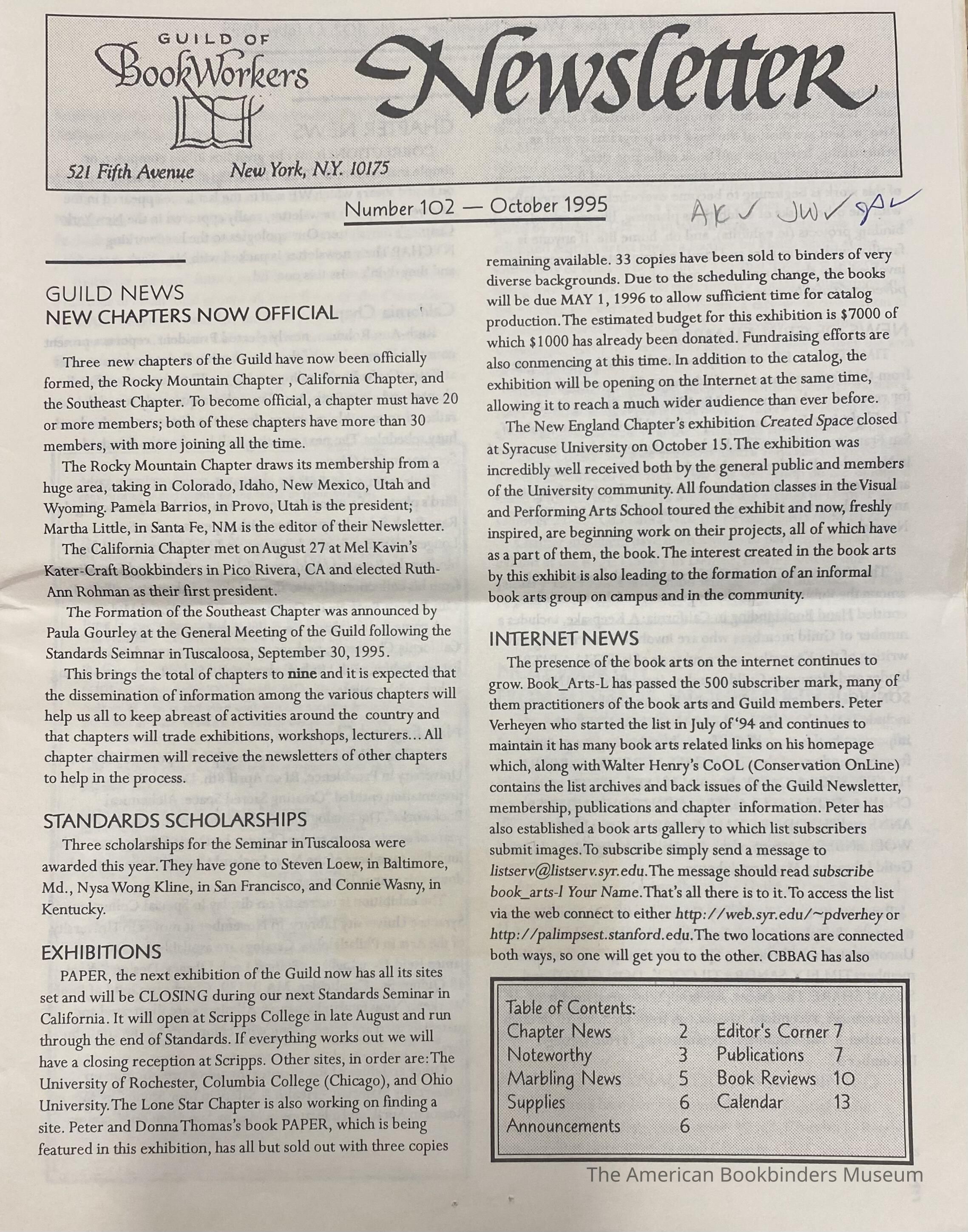 Guild of Book Workers Newsletter , Number 102 , October 1995 picture number 1