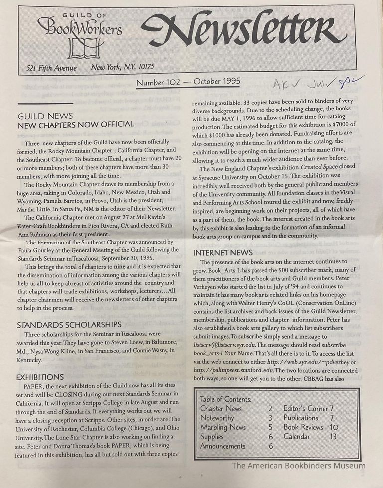          Guild of Book Workers Newsletter , Number 102 , October 1995 picture number 1
   