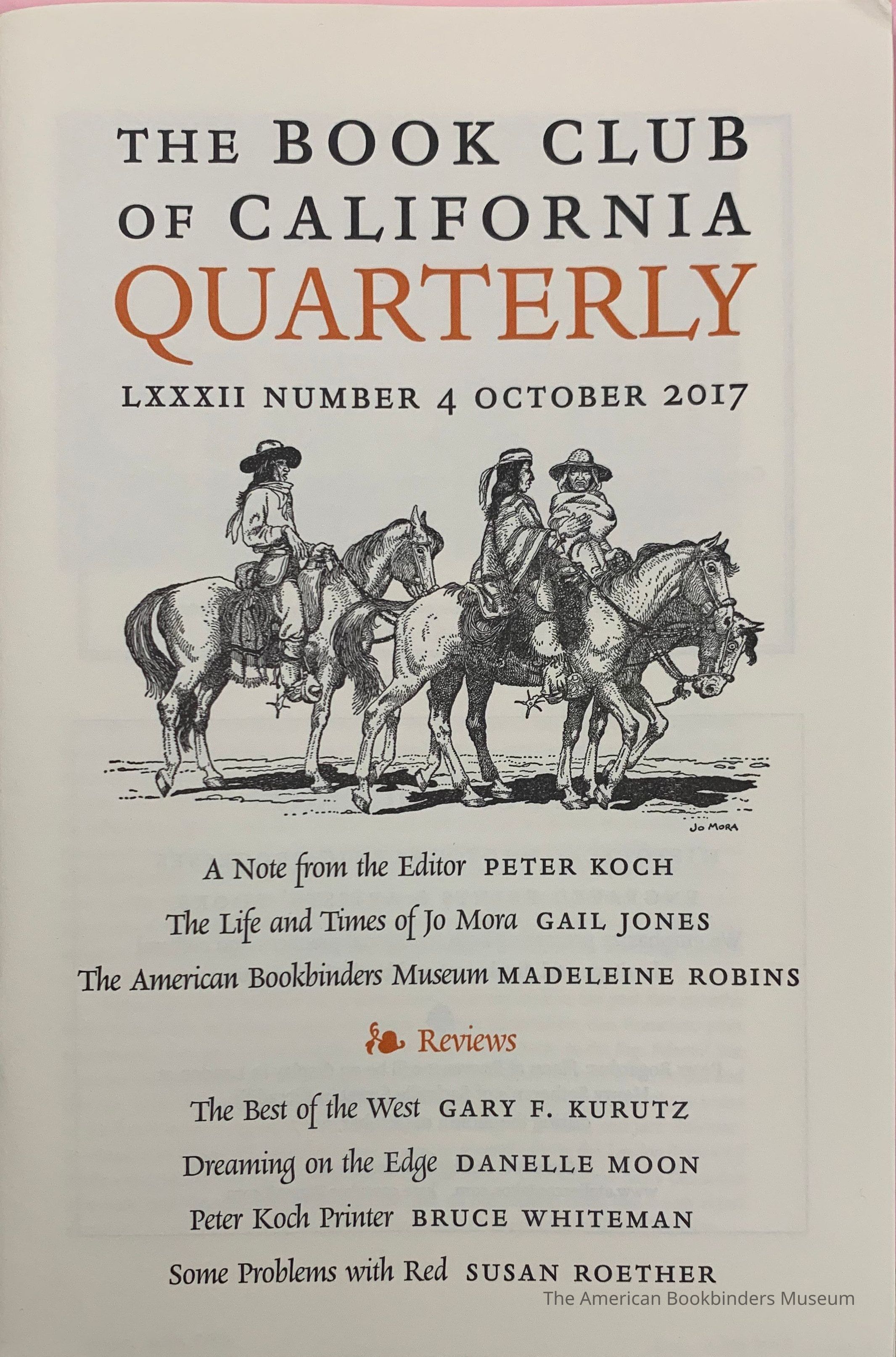 The Book Club of California Quarterly. Vol. LXXXII, no.4 : Oct. 2017. picture number 1