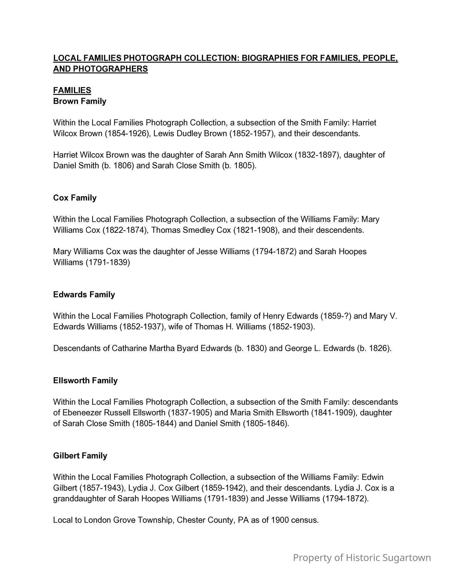 Local Families Photograph Collection
