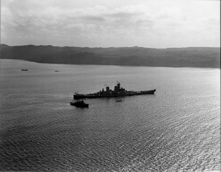 IOWA anchored in Biscay Bay, Newfoundland. September / October 1943. 80-G-471992. picture number 1