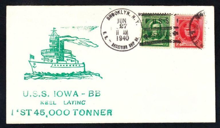          USS Iowa postal cover of keel laying - June 27, 1940. picture number 1
   