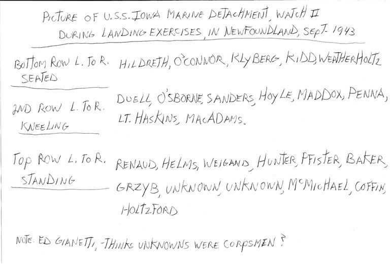          IOWA's Marines ashore on Newfoundland for a landing exercise. September 1943. picture number 1
   