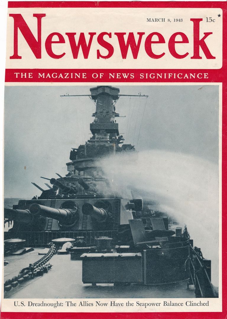          Unidentified IOWA featured on the Newsweek's March 8, 1943 cover while on trials. Note the radar is not shown. picture number 1
   
