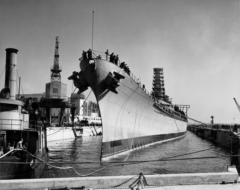          Additional lines have been set to begin positioning IOWA over the keel blocks needed to place her on the dry dock. October 20, 1942 - 80-G-13557 picture number 1
   