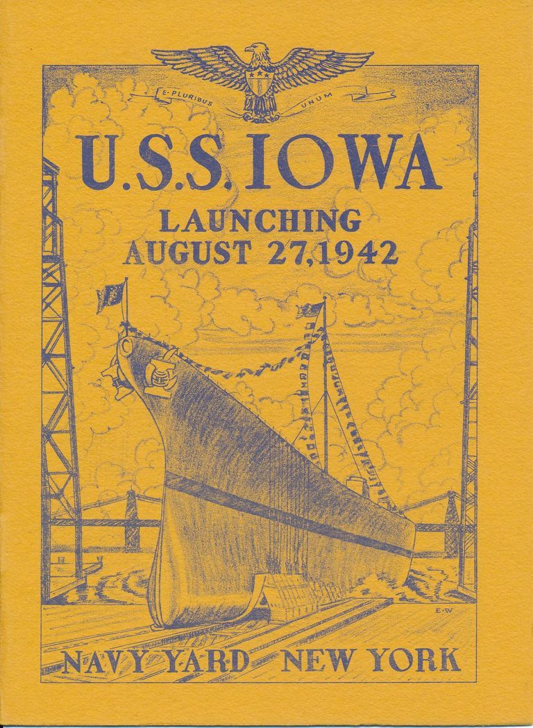          USS Iowa Launching program cover - Brooklyn Navy Yard, New York - August 27, 1942 picture number 1
   