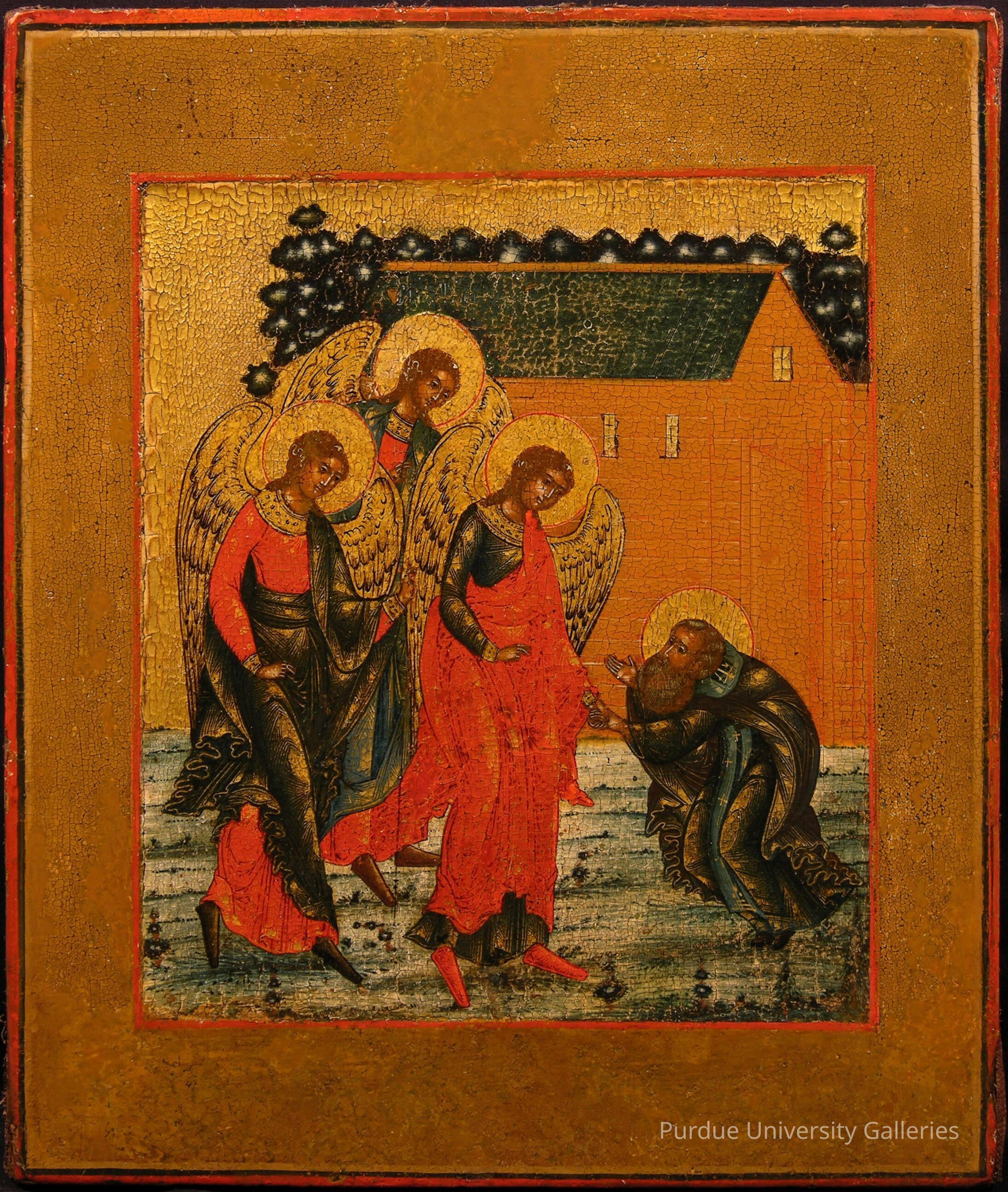 Apparition of Three Angels (Holy Trinity) to a Monk (possibly St. Alexander Svirsky or St. Kornily of Kornel), The picture number 1