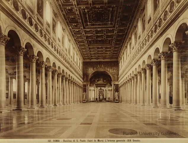 102. Roma - Basilica di S. Paolo (fuori le Mura) L'Interno generale (XIX Secolo) picture number 1