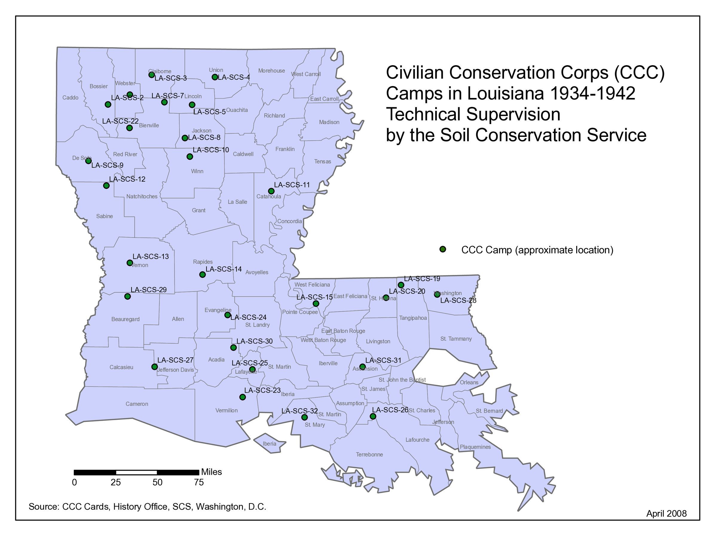 CCC Camps in Louisiana from 1934-1942