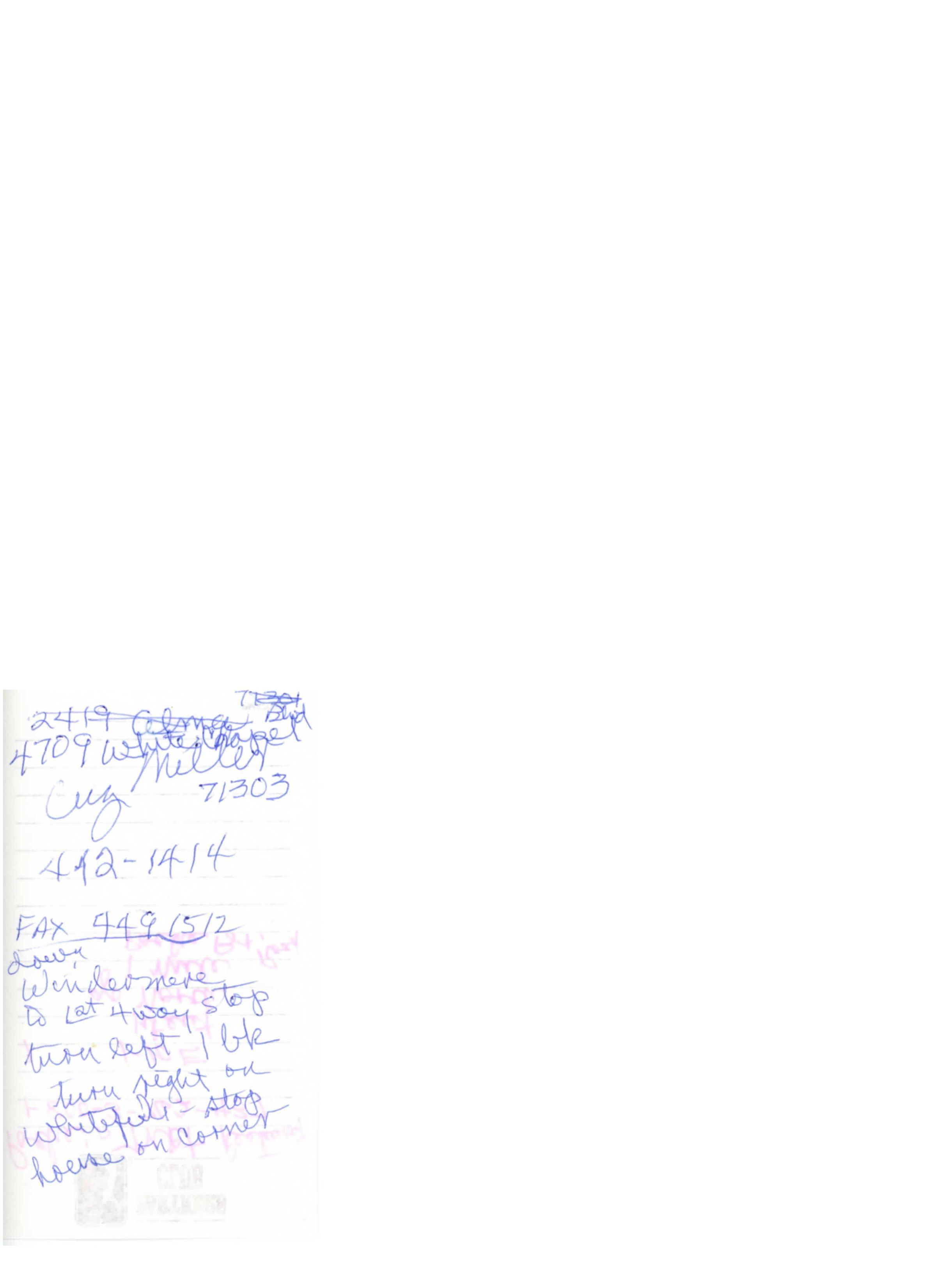 hand written note: Page 1