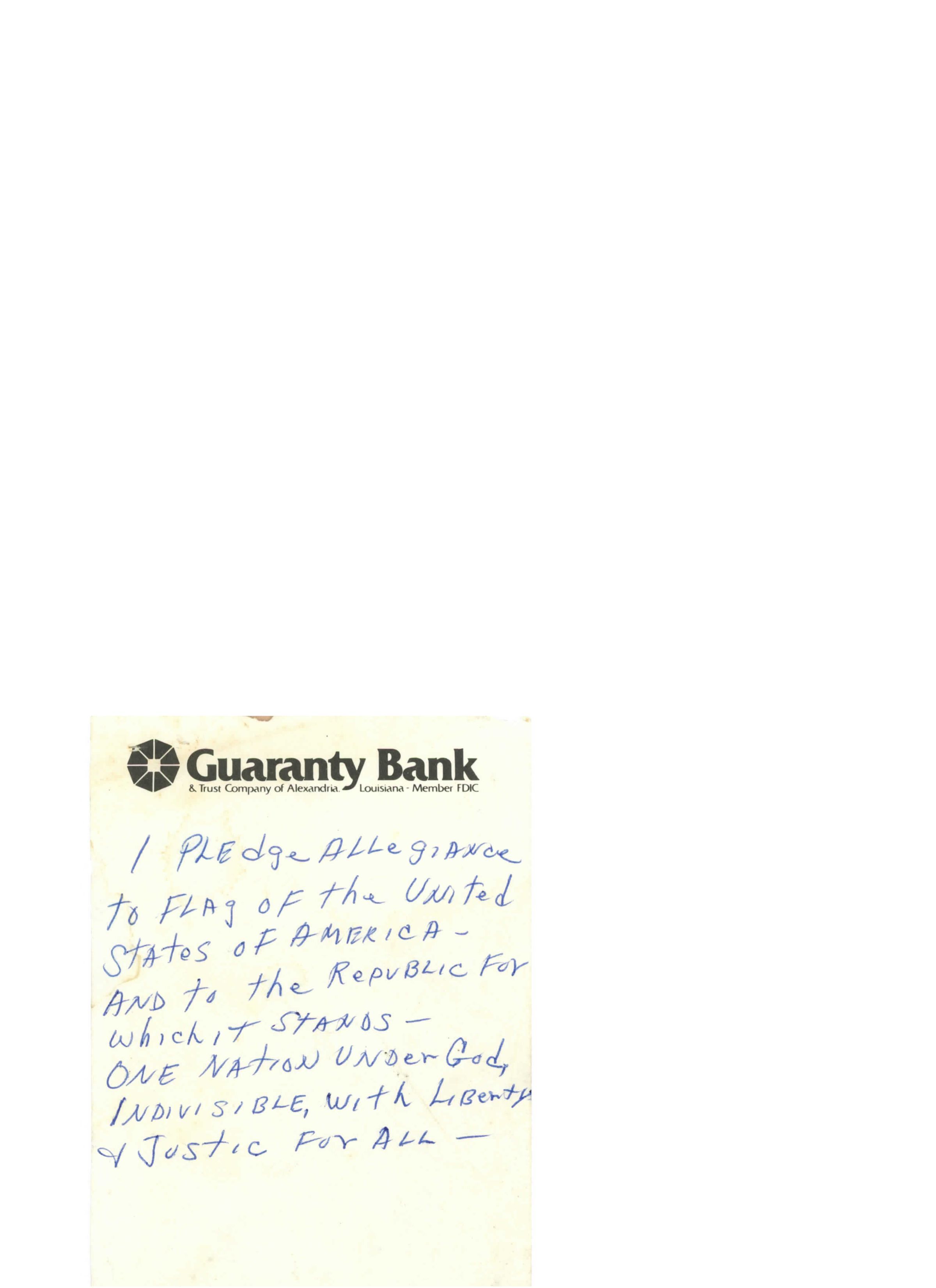 Note of the pledge of allegiance: Page 1