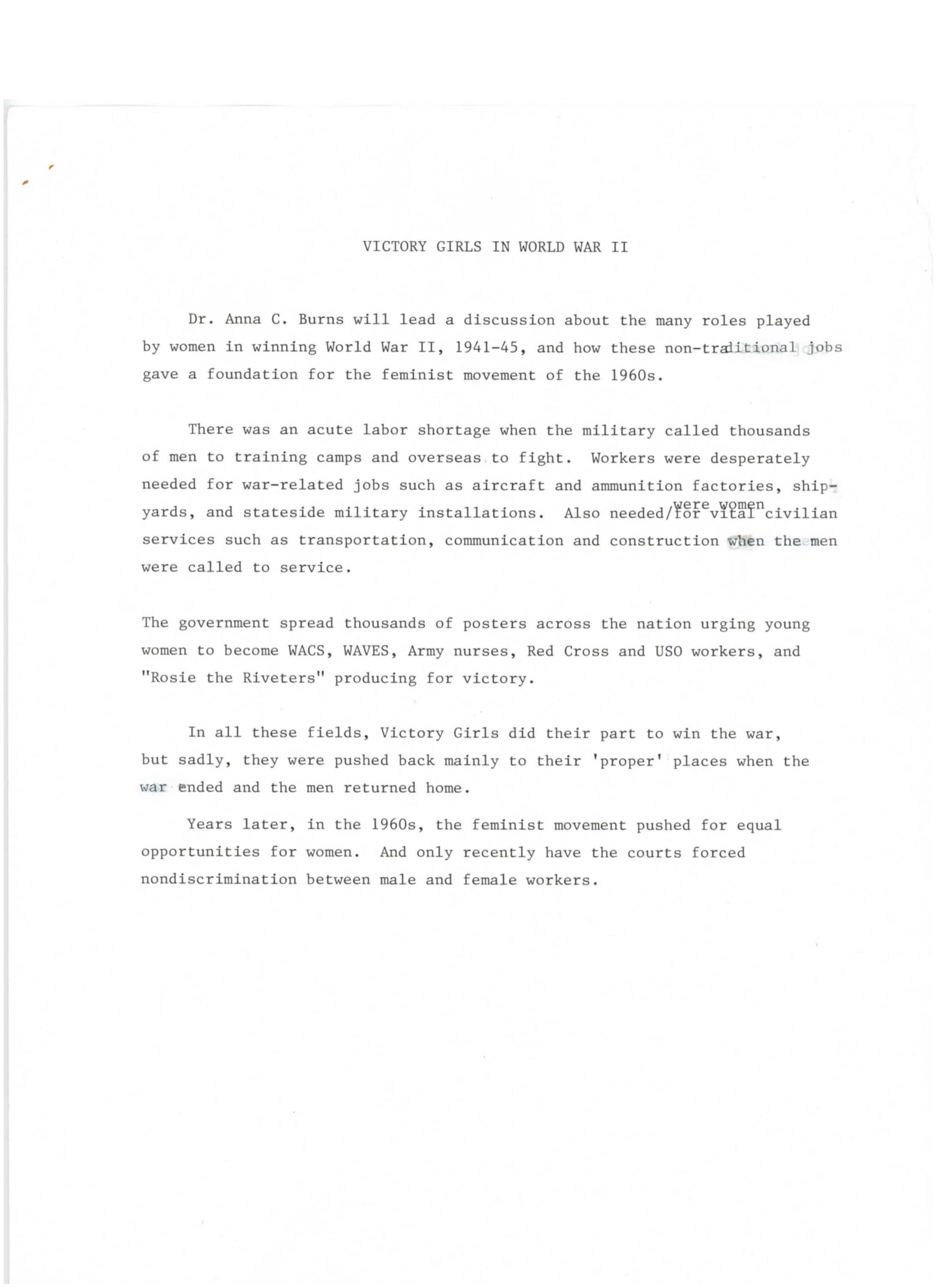 Victory Girls in World War II