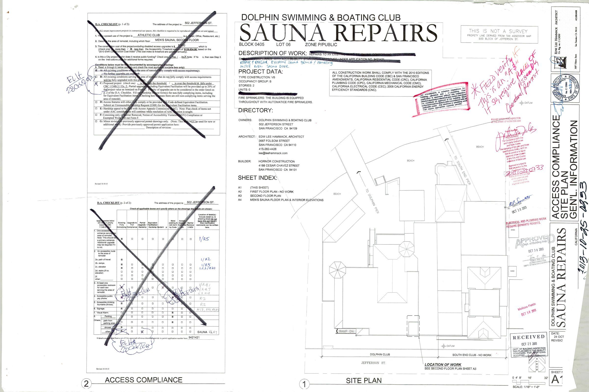 9 page pdf of drawings, job card, permit, inspections.