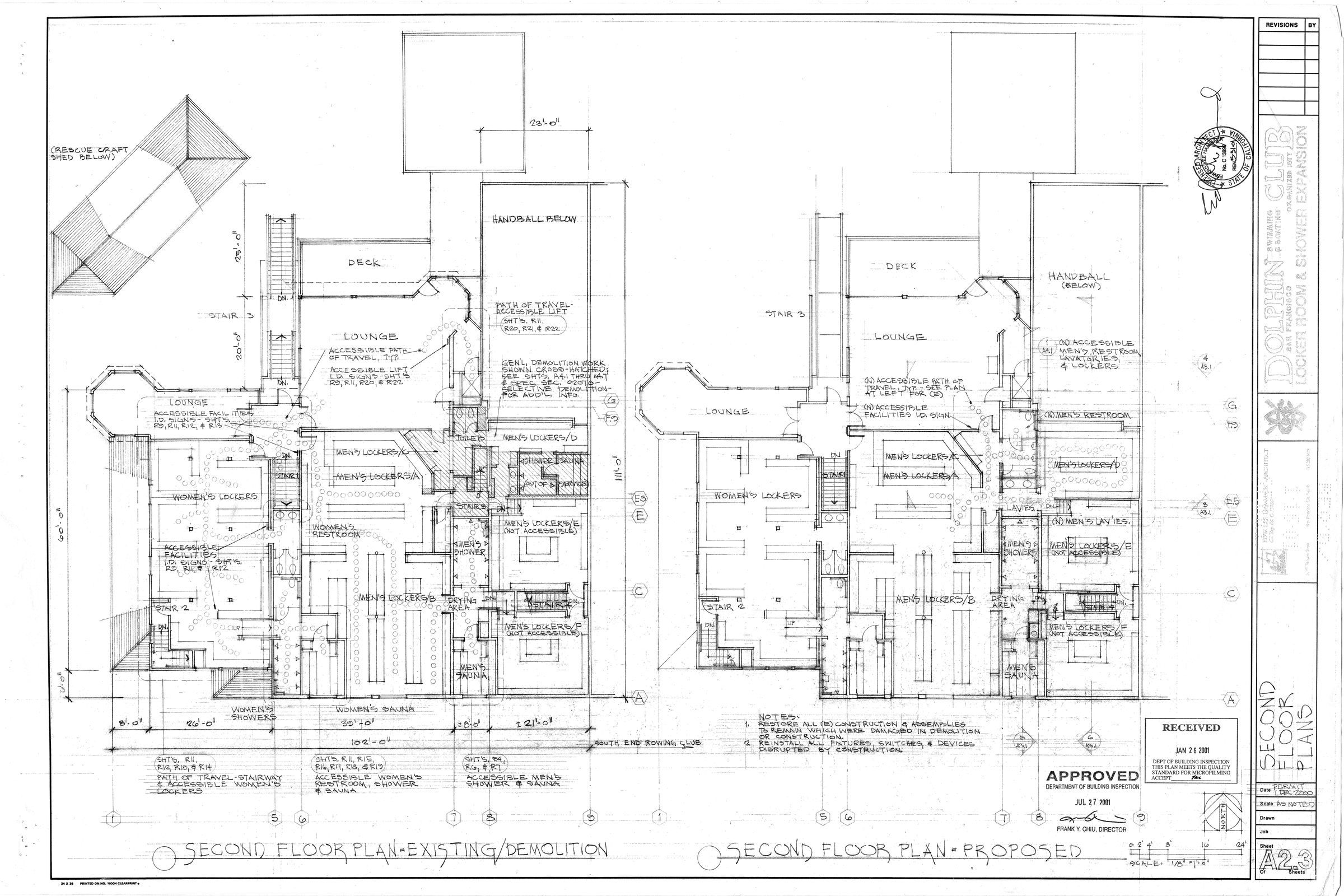 Page 5 Shows Existing (left) and Proposed (right) Men and Women Locker Rooms