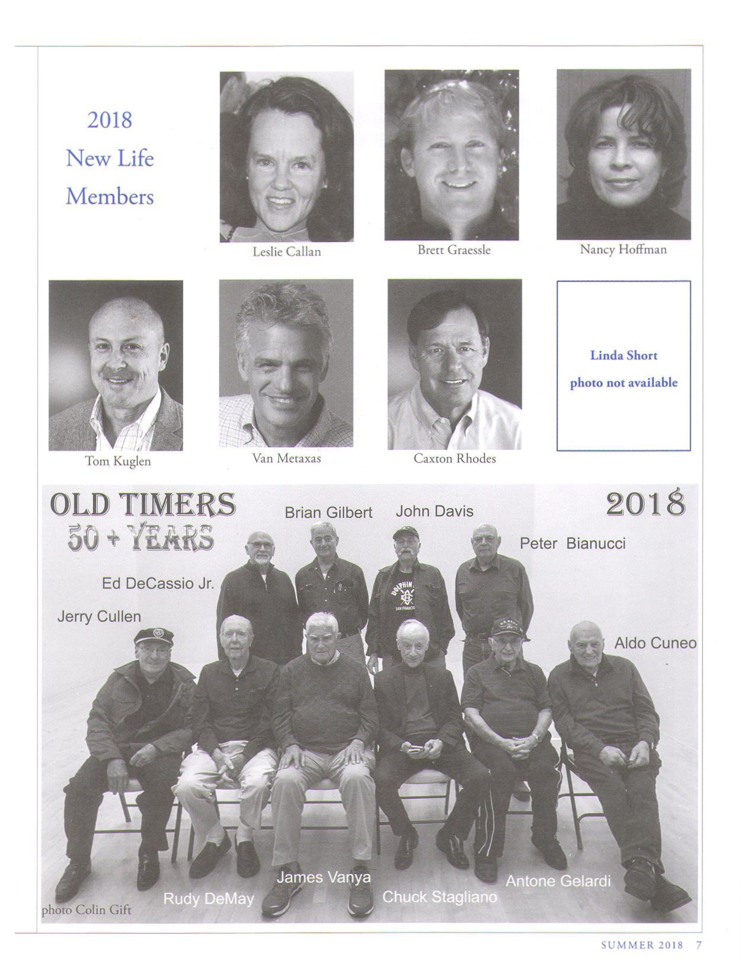 50+ Life Members: Jerry Cullen, Rudy DeMay, James Vanya, Chuck Staglion, Anatone Gelardi, Aldo Cuneo, Ed DeCossio Jr., Brian Gilbert, John Davis, Peter Biannuci