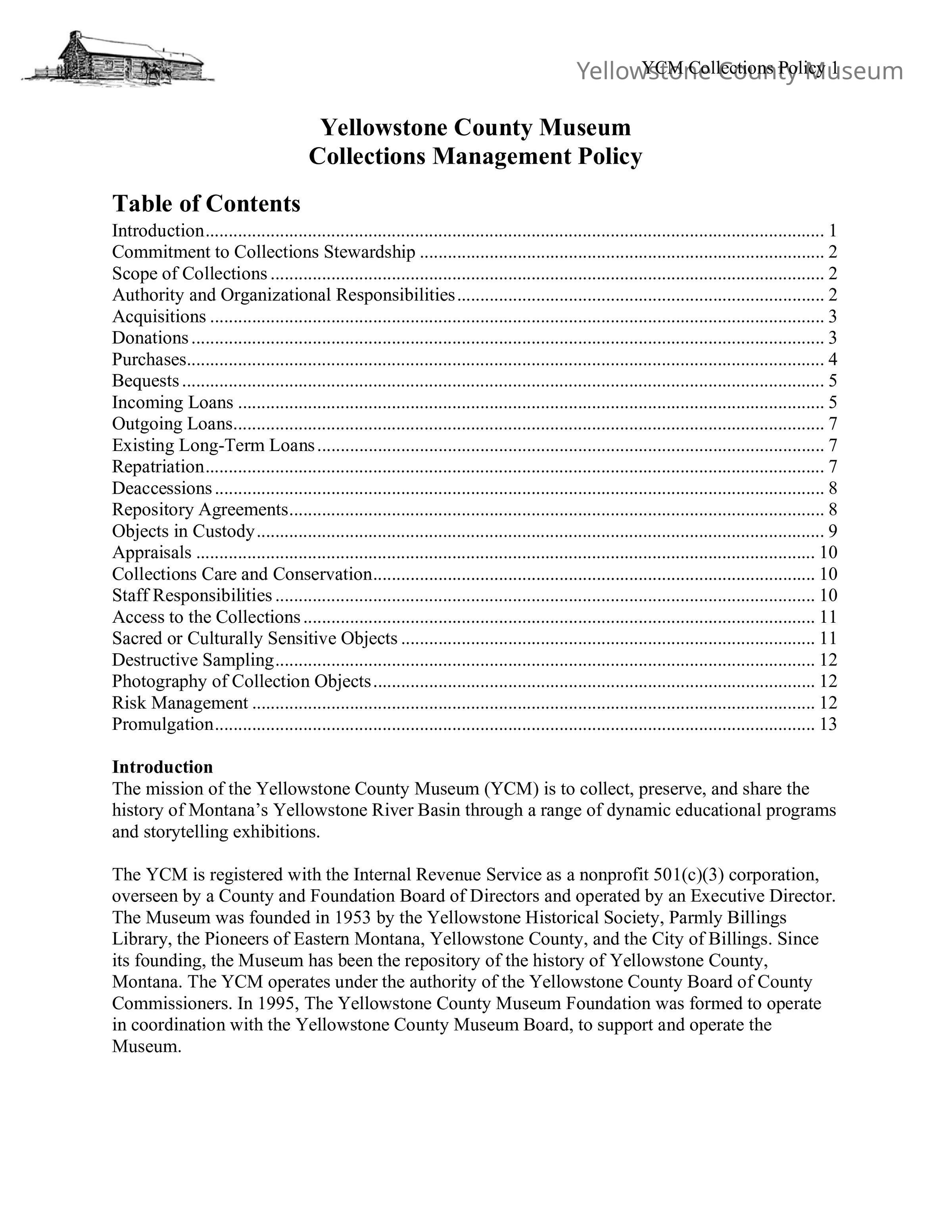 Collection Management Policy