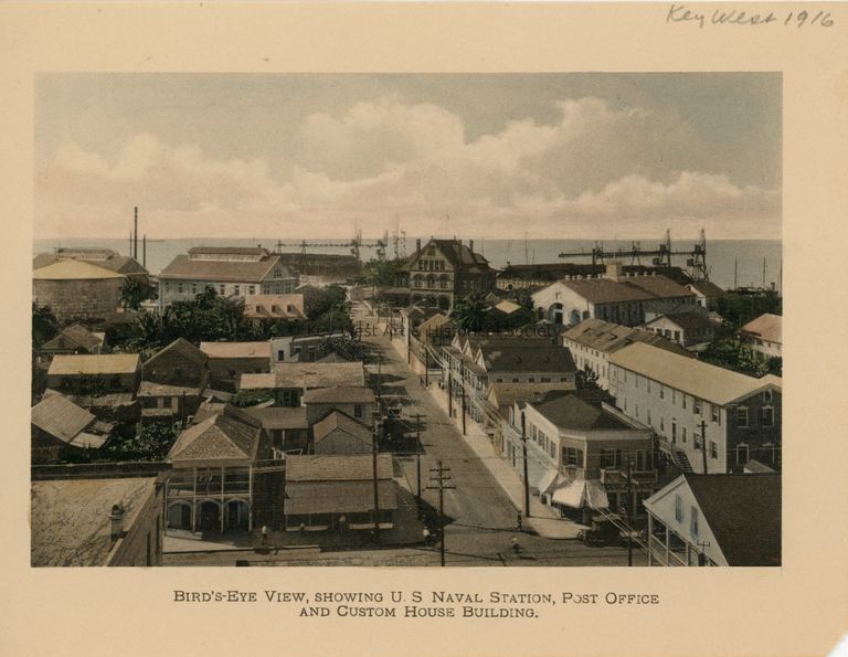 Bird's-Eye View, Showing U.S. Naval Station, Post Office and Custom House Building; © Key West Art & Historical Society