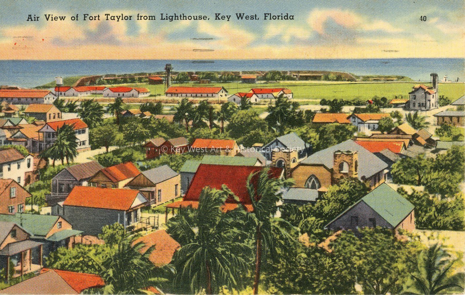 Air View of Fort Taylor from Lighthouse, Key West, Florida; © Key West Art & Historical Society