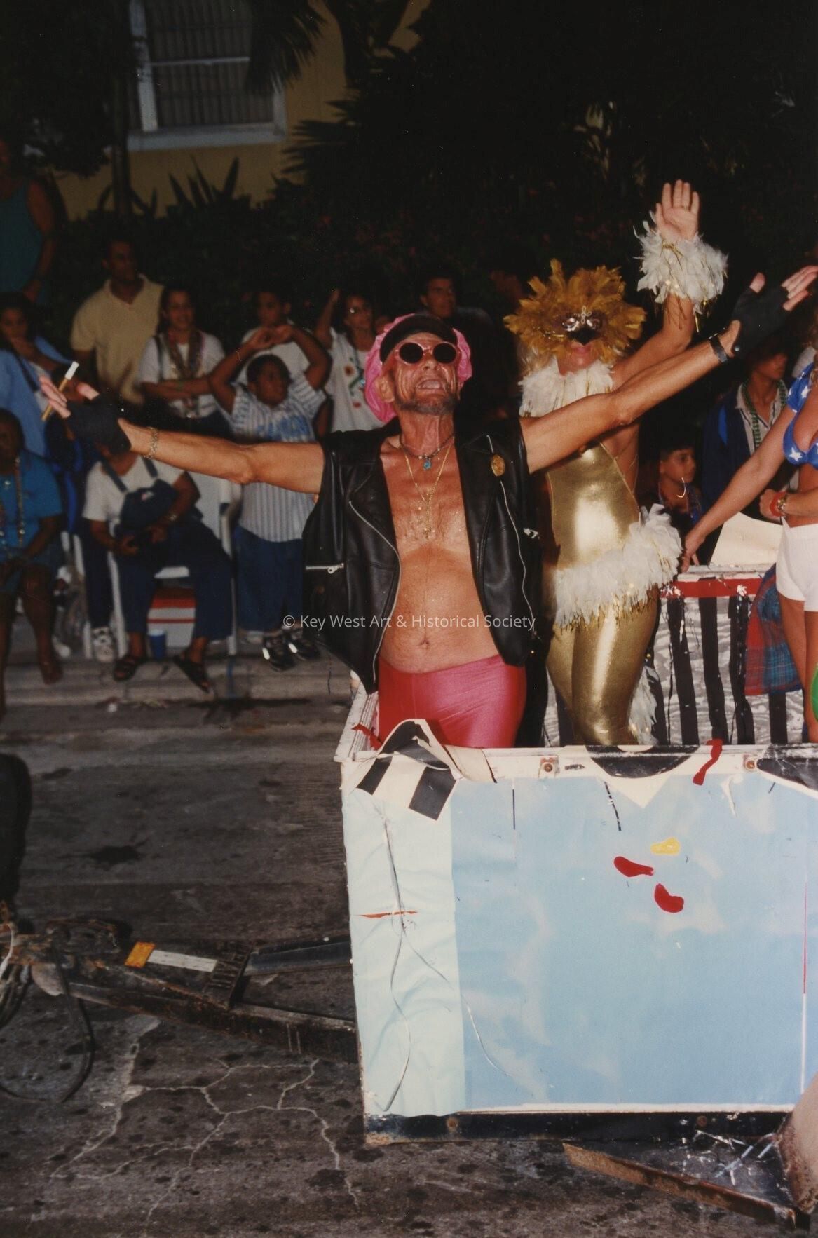 An unknown man in a float.