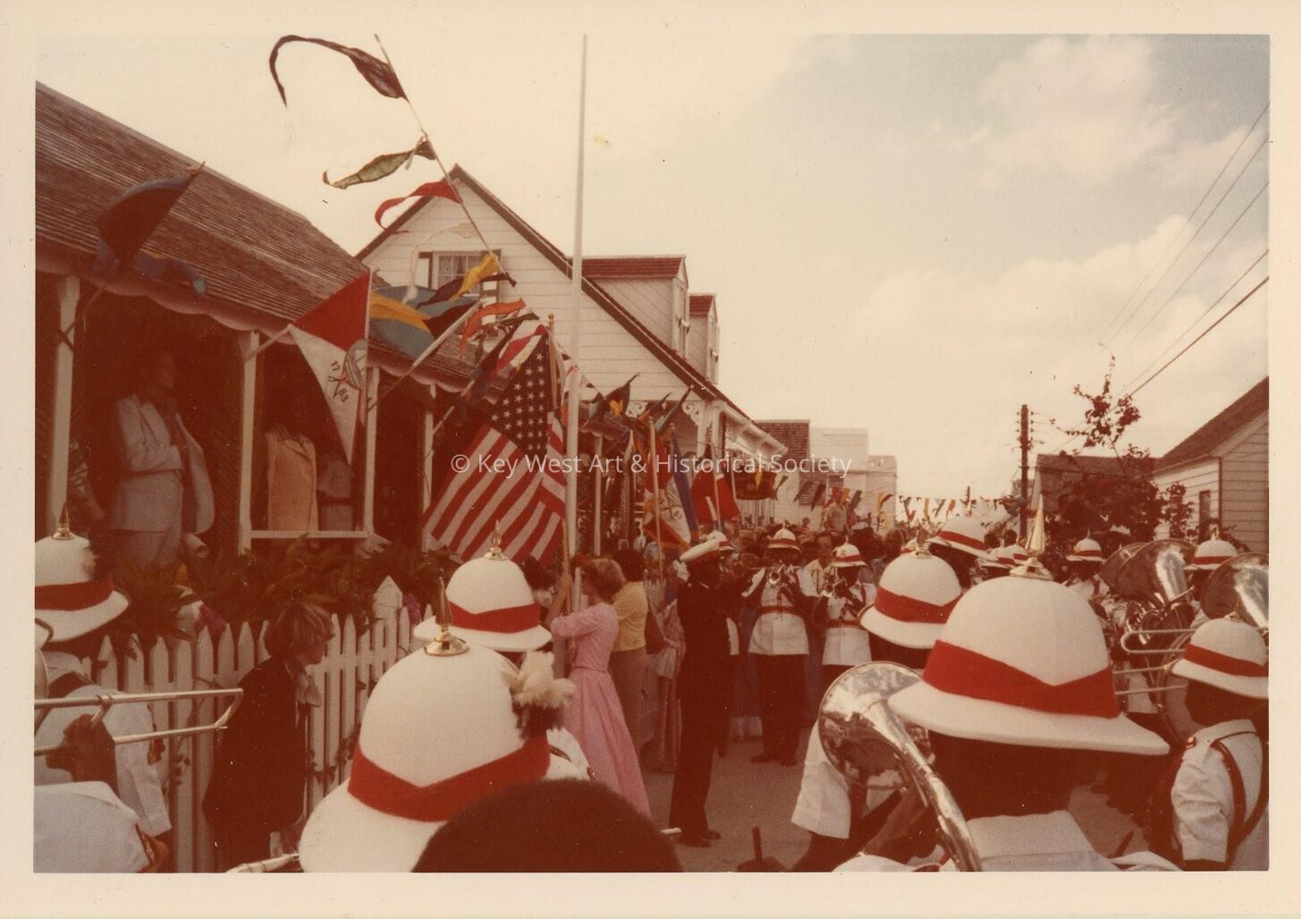 A band playing in a parade
