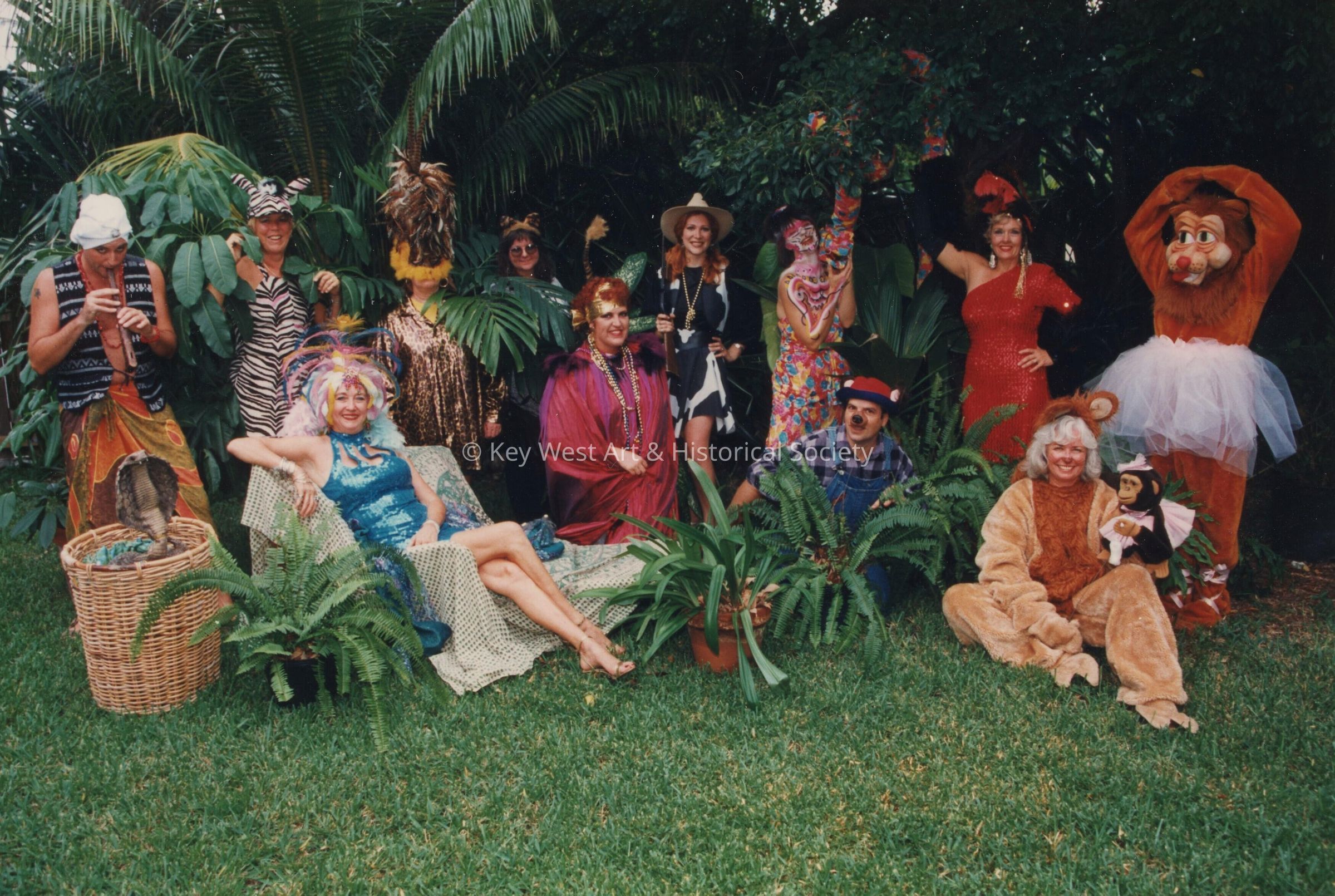 A group of unknown people dressed up.