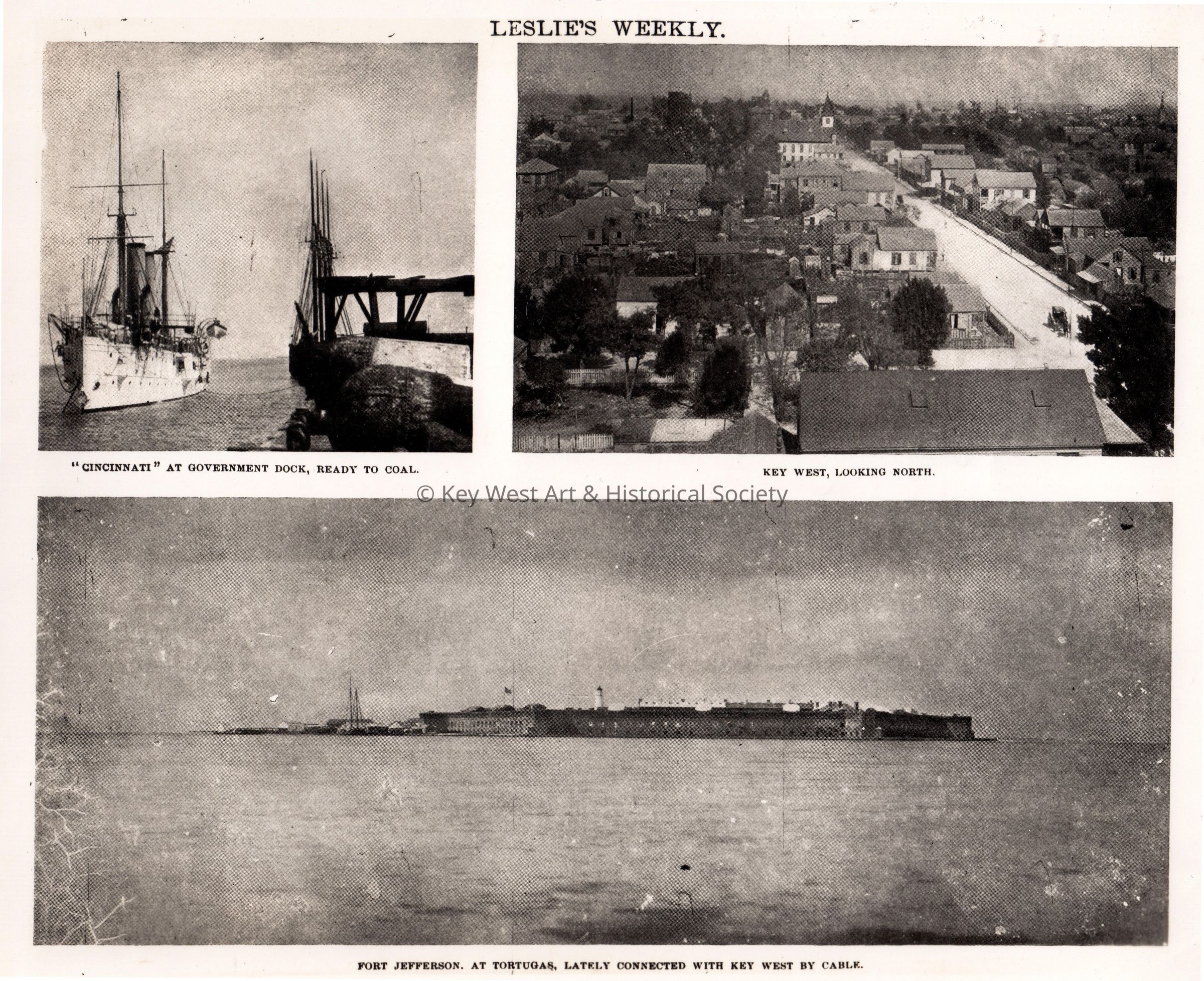 CINCINNATI at Government Dock, Key West Looking North, Fort Jefferson at Tortugas; © Key West Art & Historical Society