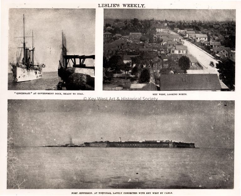 CINCINNATI at Government Dock, Key West Looking North, Fort Jefferson at Tortugas; © Key West Art & Historical Society
