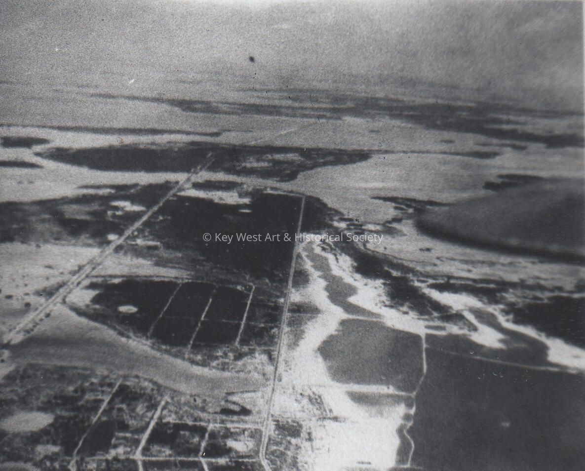 Aerial view of Boca Chica, Stock Island, Key West County Road, and the salt