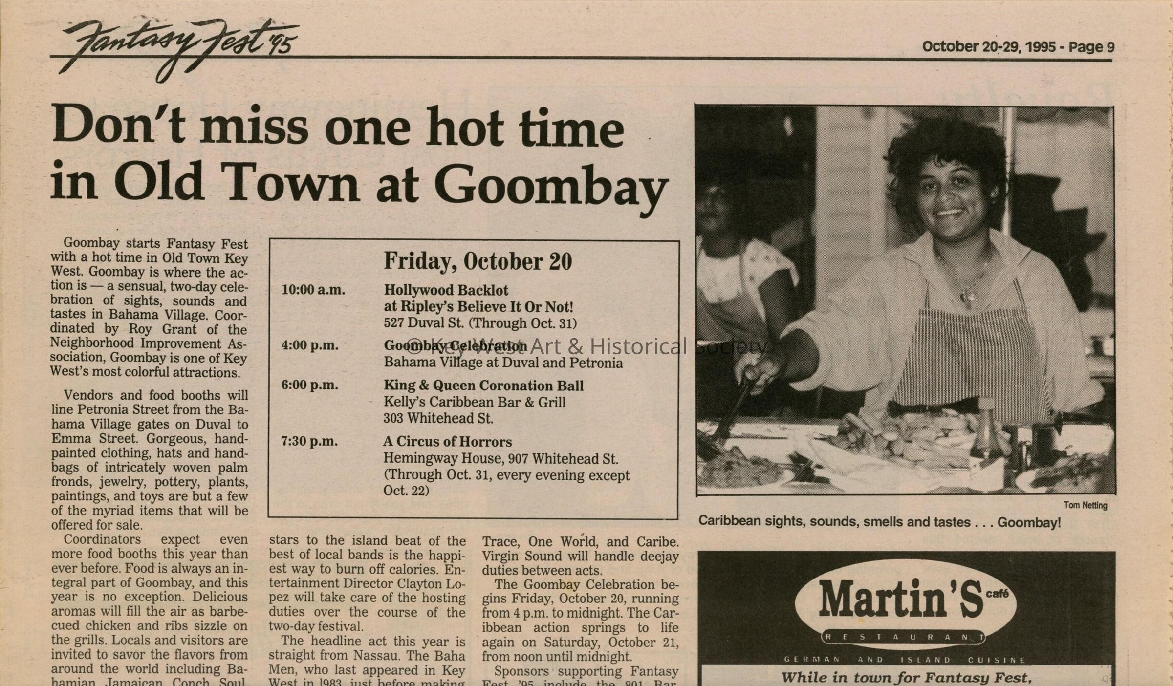 A few articles in an unknown newspaper about Goombay and Fantasy Fest.