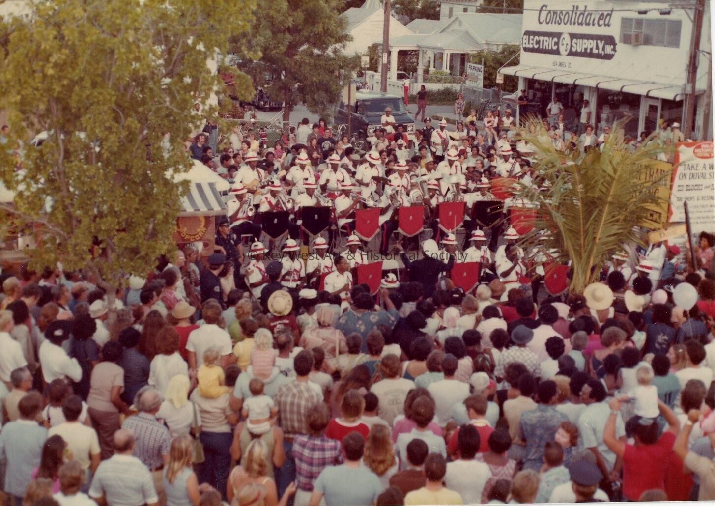 A band playing in a parade