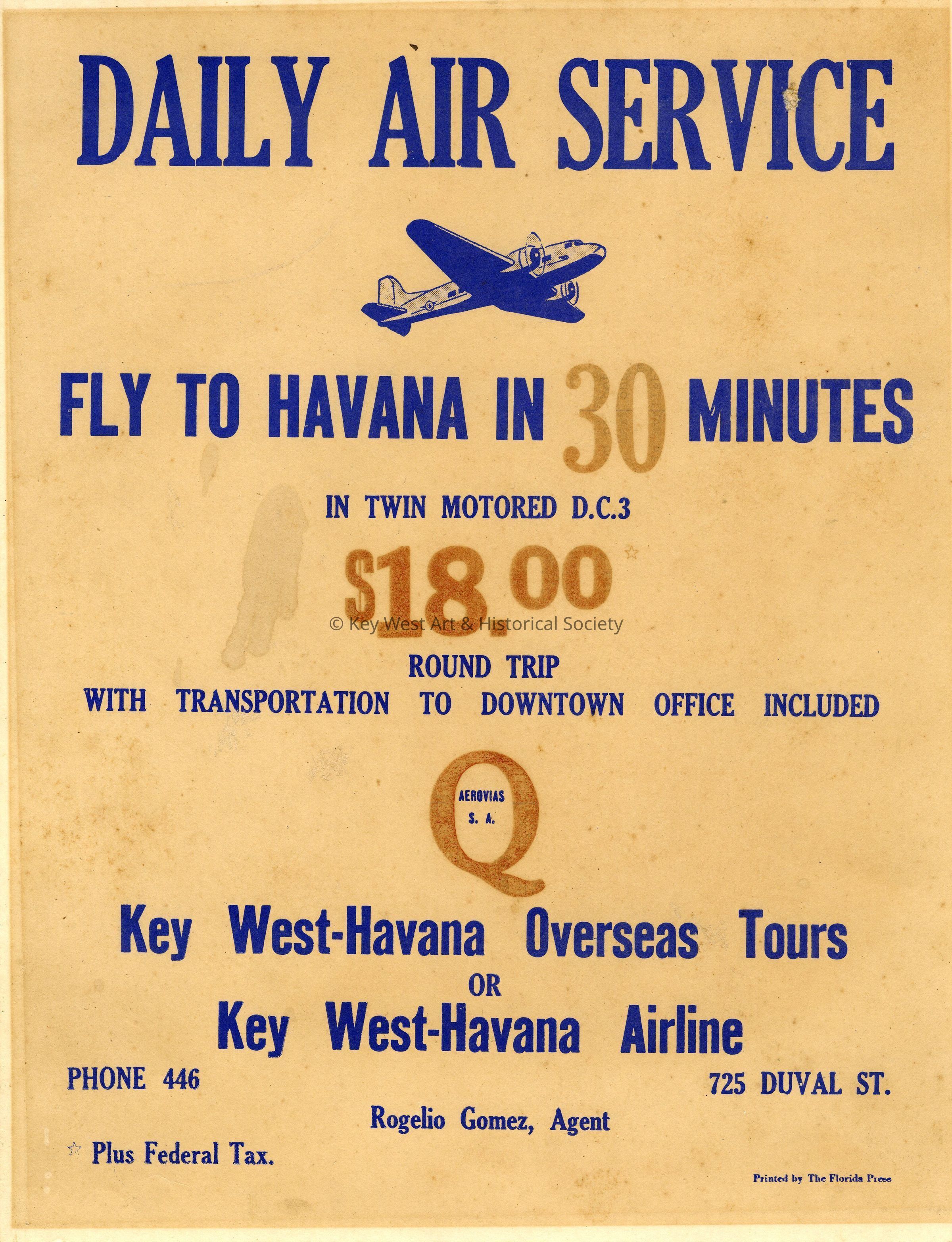 Aerovías Q Advertisement Poster; © Key West Art & Historical Society