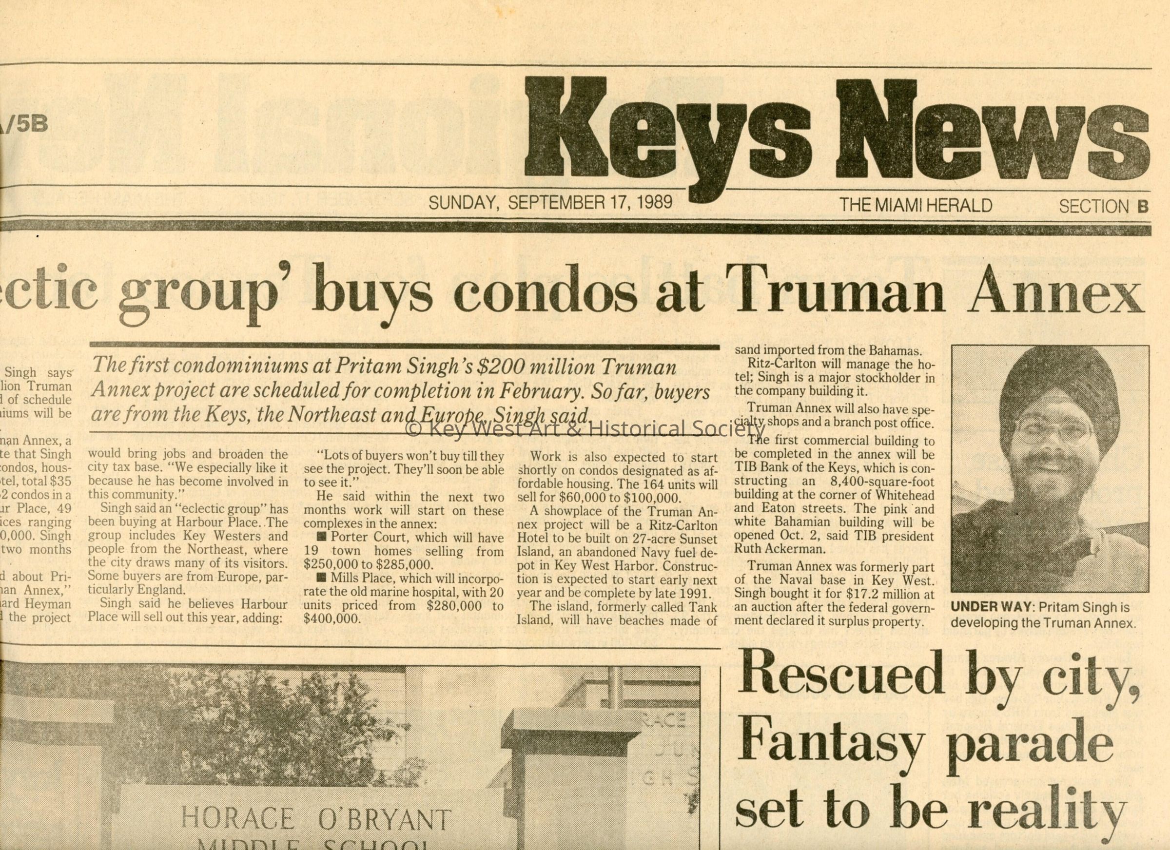 An article in the Miami Herald that reads Rescued by city, Fantasy parade set to be reality. picture number 1
