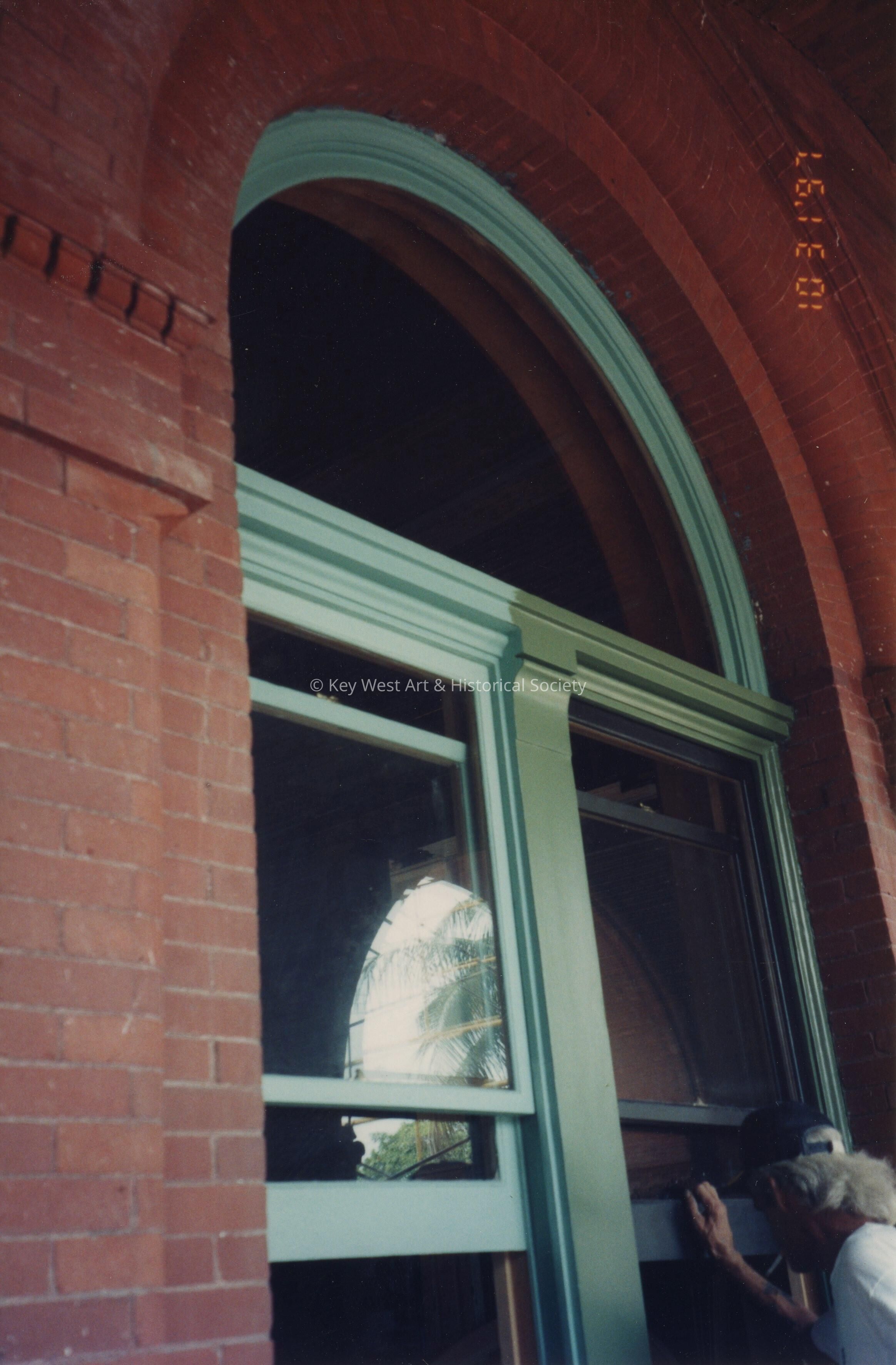 A double panel window on the exterior.