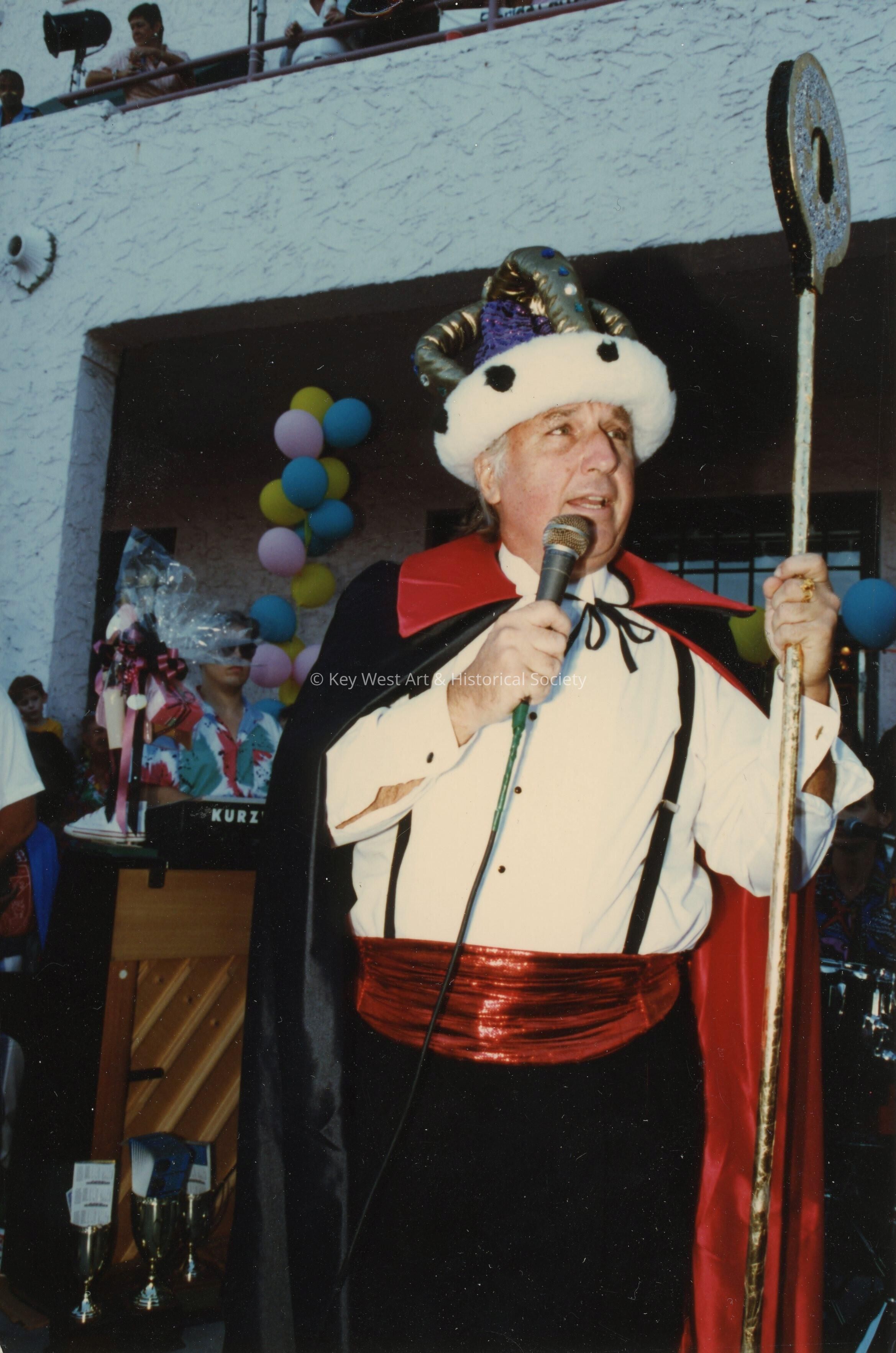 An unknown man dressed up.