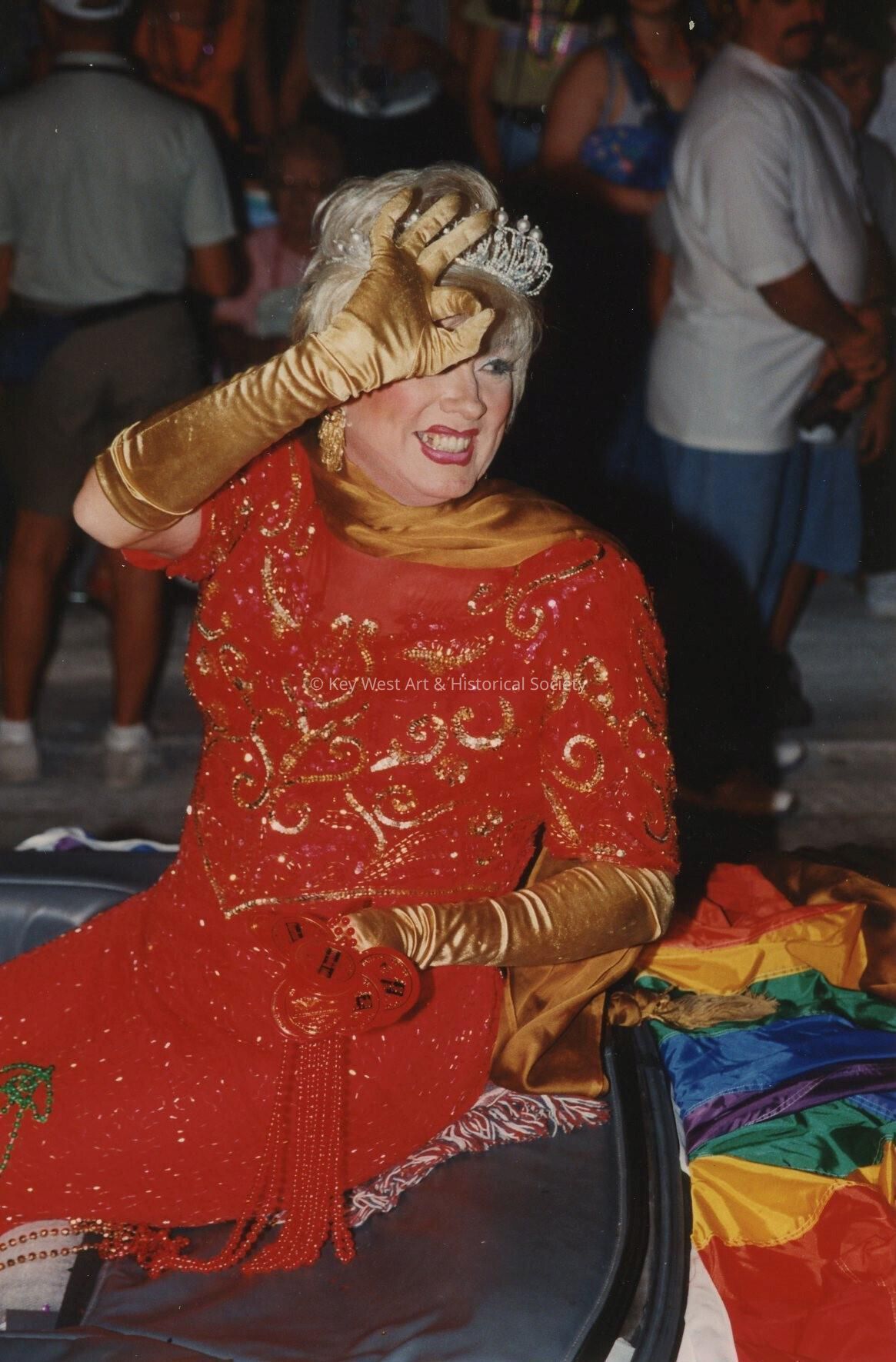 An unknown person dressed up.